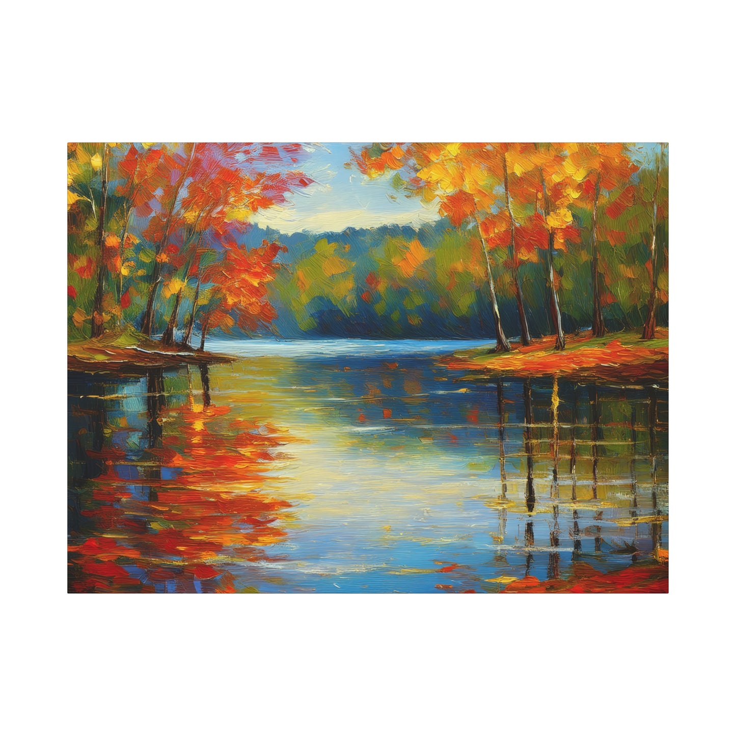 Fall Changing Leaves on a Lake Canvas Print | Style 2 | Wall Art | Wall Print | Fall Decor