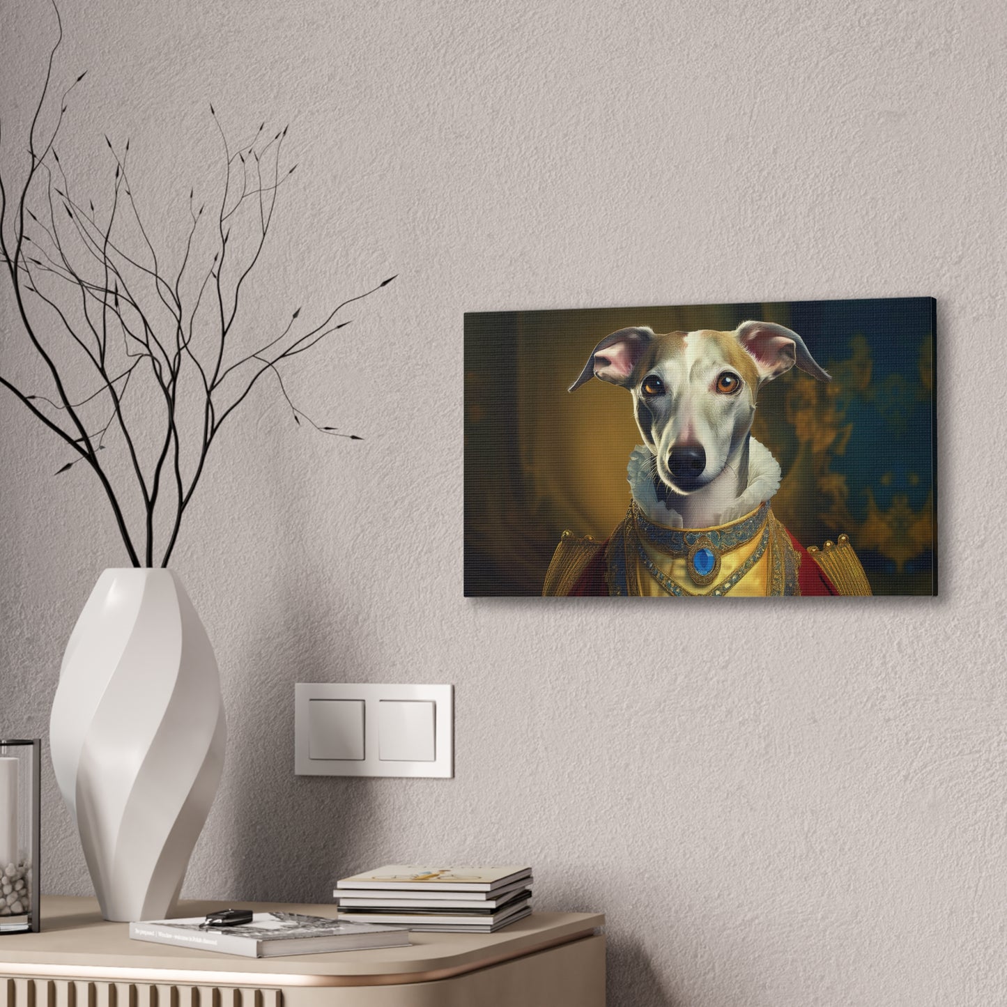 Whippet Pet Portrait Renaissance Print - Canvas, wall art, wall print, dog portrait, dog art