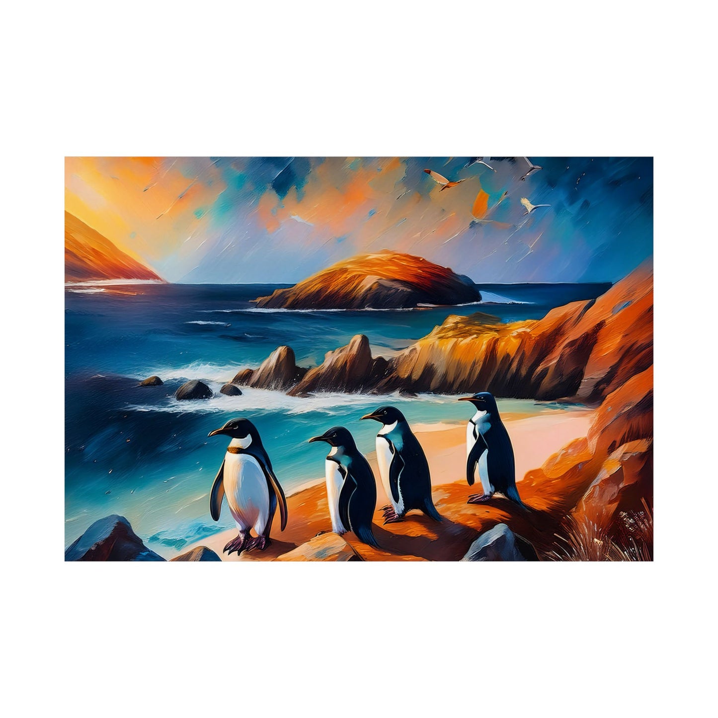 Phillip Island Little Penguins Australia Wall Art | Vibrant Wall Print | Unique Painting Print | Style 2 | Wall Art | Wall Print
