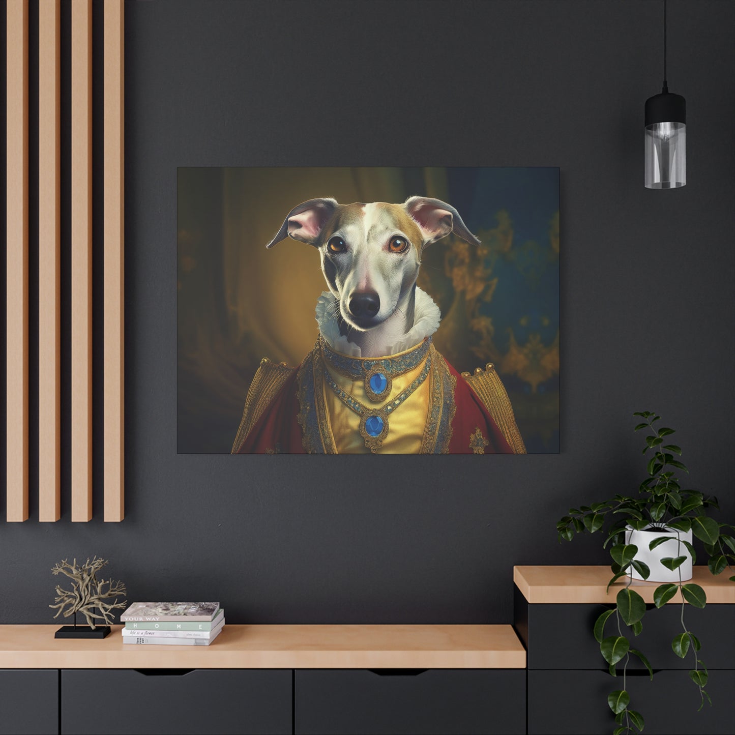 Whippet Renaissance Pet Portrait Print - Canvas, wall art, wall print, dog portrait, dog art