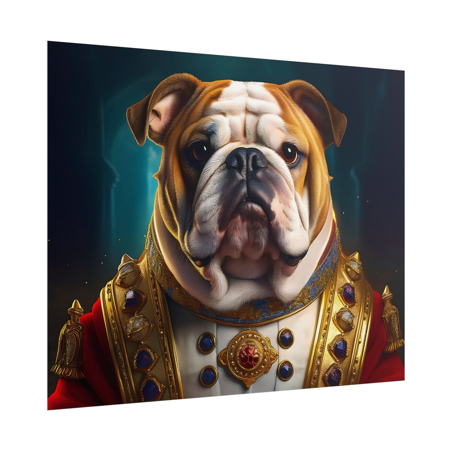English Bulldog Renaissance Dog Pet Portrait Print | Wall Art | Wall Print