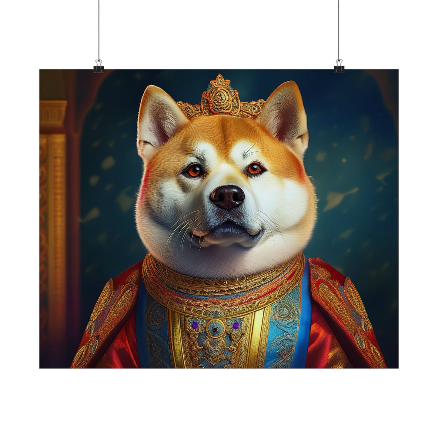 Akita Renaissance Dog Pet Portrait Art Print, Dog Lover Wall Art, Animal Artwork, Canine Decor, Dog Memorial Gift