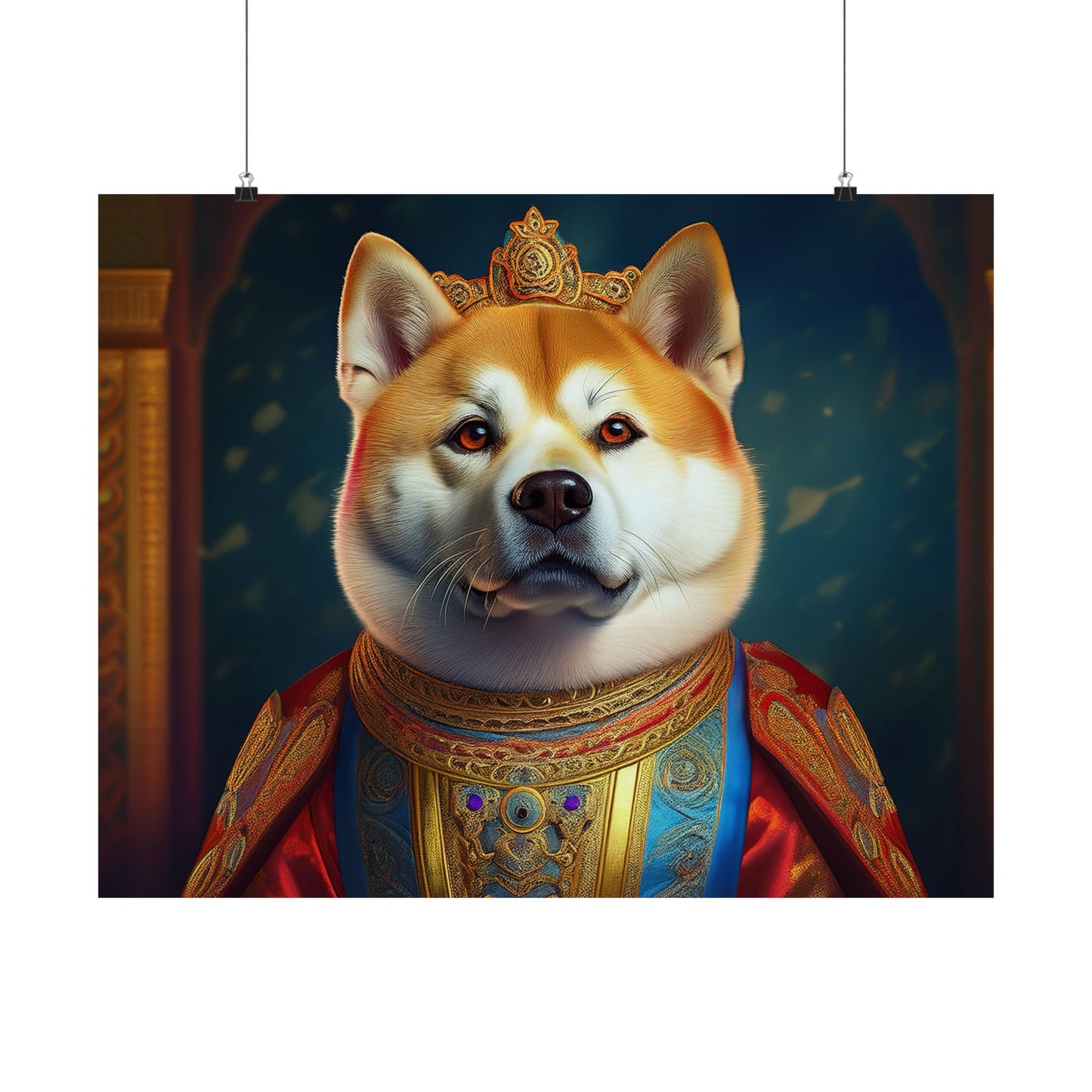 Akita Renaissance Dog Pet Portrait Art Print, Dog Lover Wall Art, Animal Artwork, Canine Decor, Dog Memorial Gift