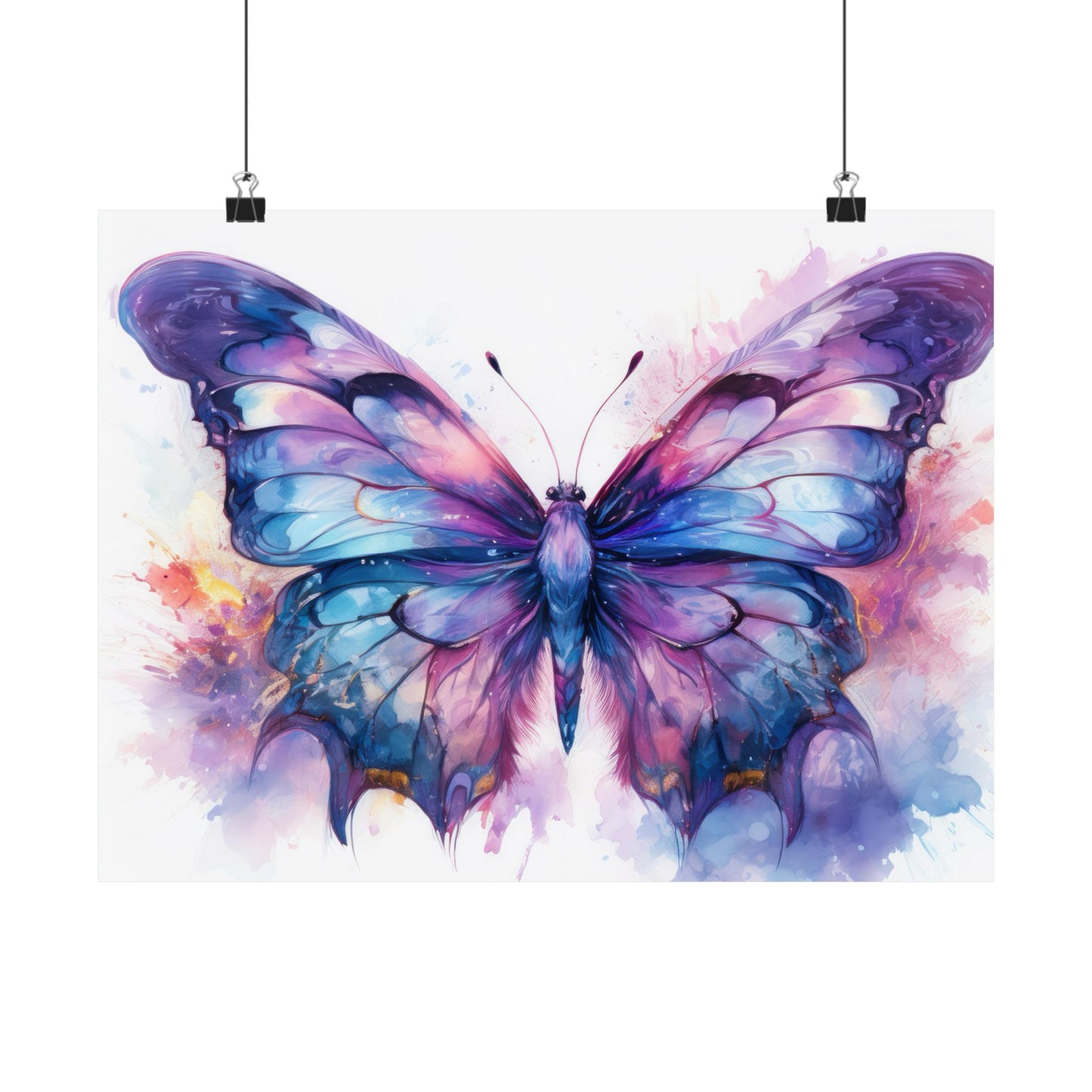 Blue & Purple Butterfly Alcohol Ink Wall Art | Butterfly wall art | Wall Art | Wall Print