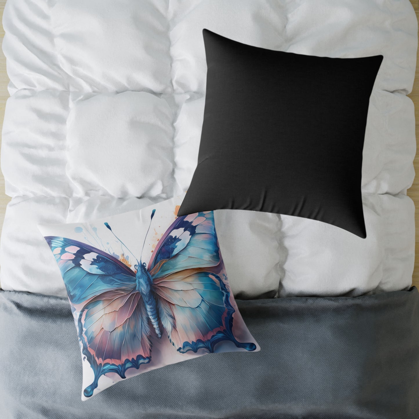 Butterfly Art Throw Pillow (Black Back), Inspirational Home Decor, Gift for Nature Lovers, Cozy Living Room Accent, Spring Decor, Butterfly Lovers