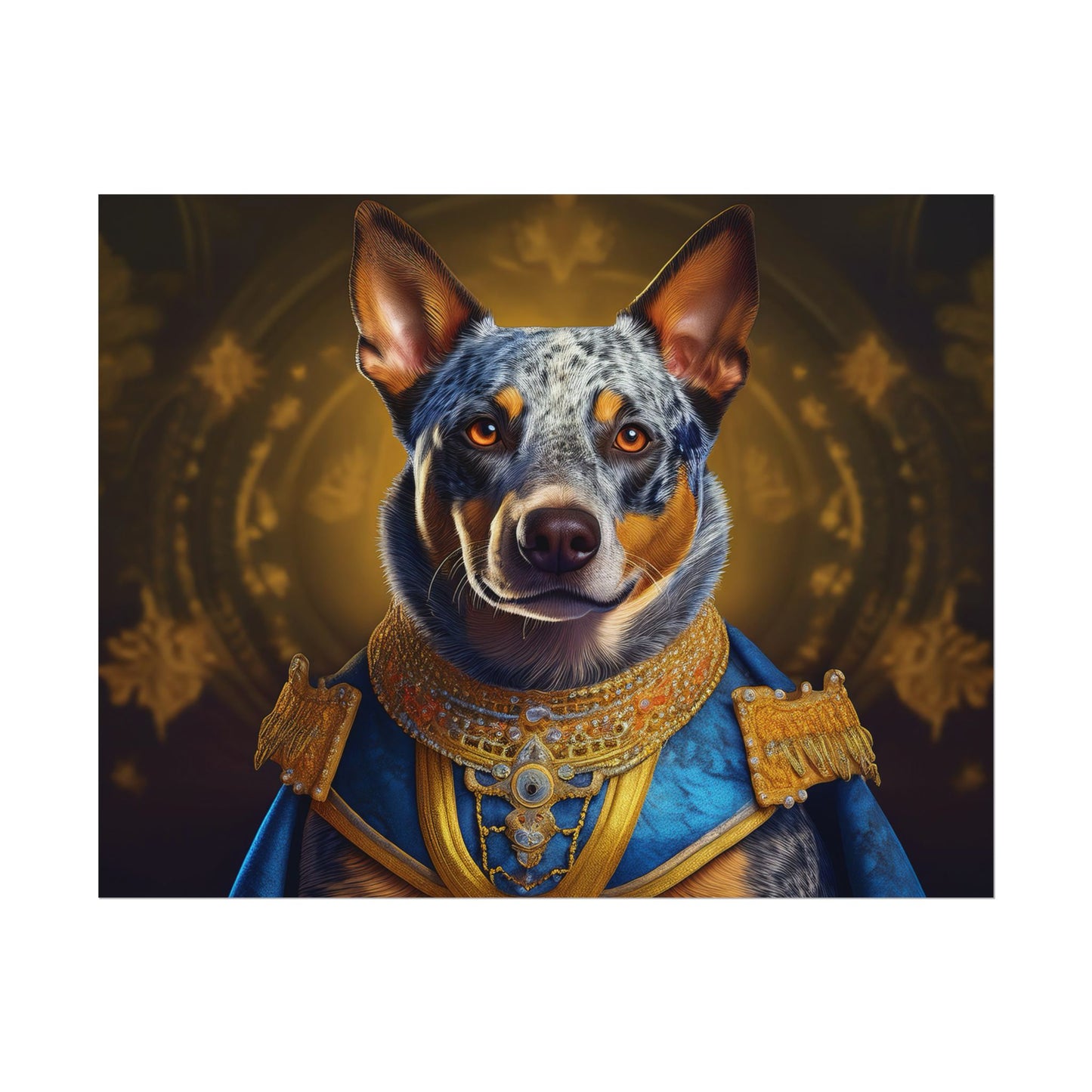 Australian Cattle Dog Renaissance Dog Portrait Wall Art | Art Print | Wall Decor Gift, Animal Lover Home Decor, Dog Wall Art
