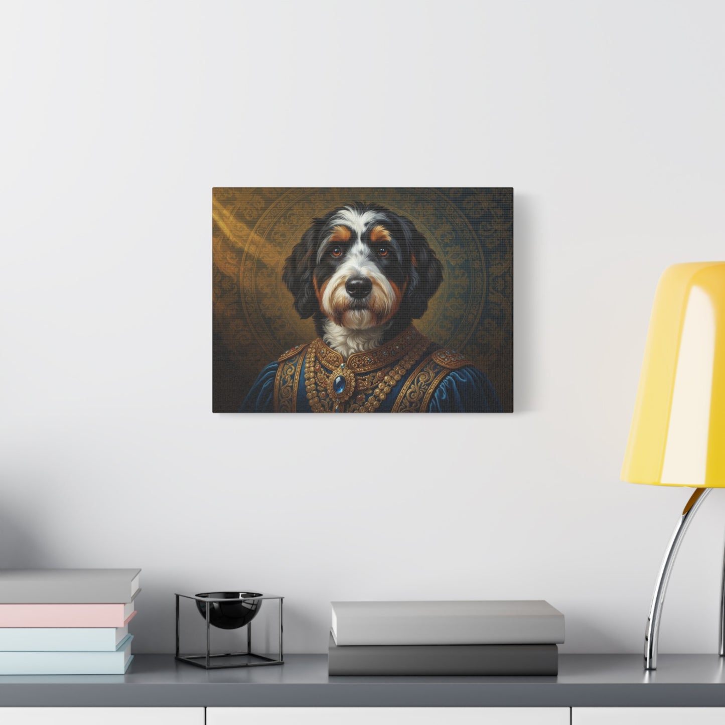 Bernedoodle Renaissance Dog Portrait Canvas Art, Pet Portrait Wall Decor, Animal Lover Gift, Home Decoration, Unique Dog Artwork