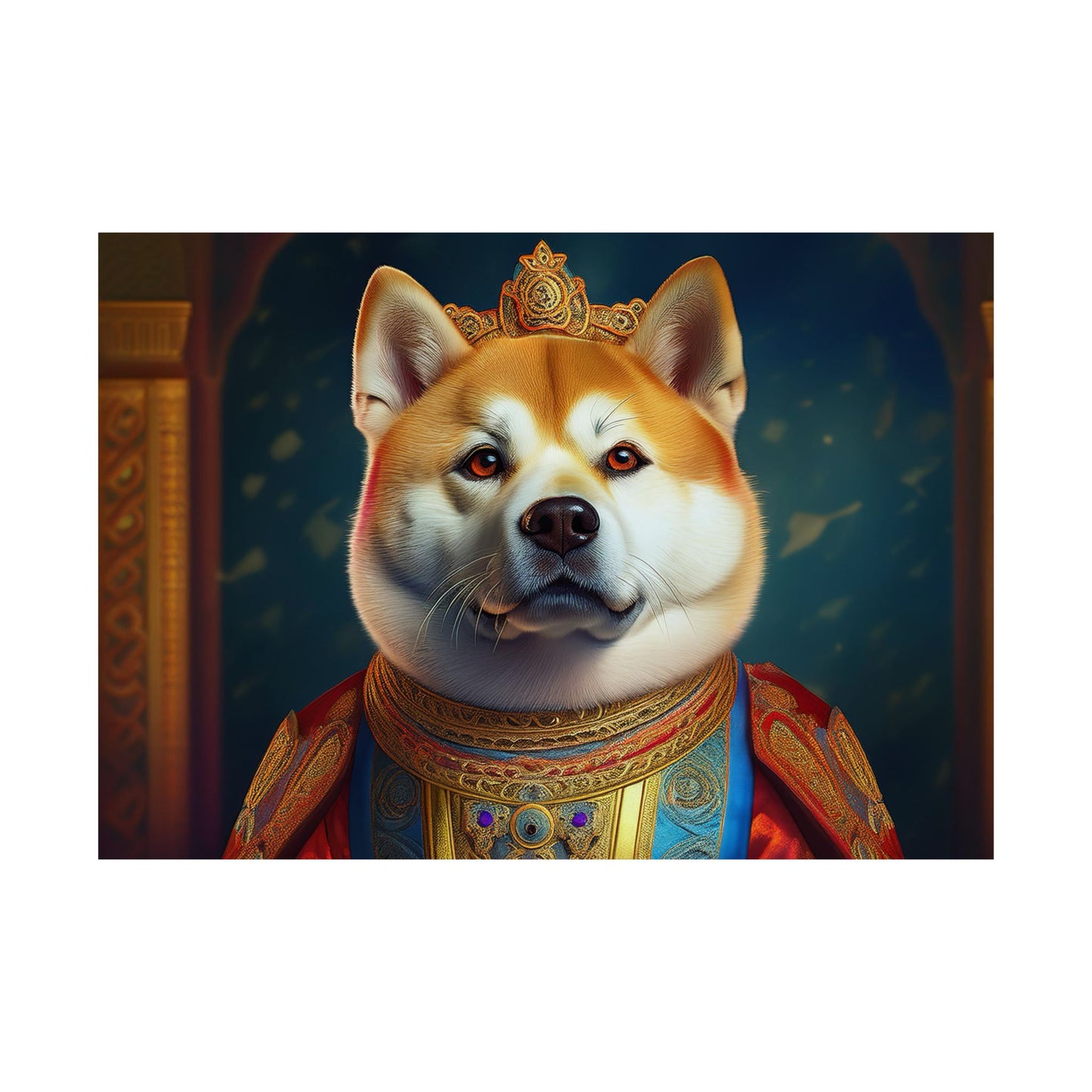 Akita Renaissance Dog Pet Portrait Art Print, Dog Lover Wall Art, Animal Artwork, Canine Decor, Dog Memorial Gift