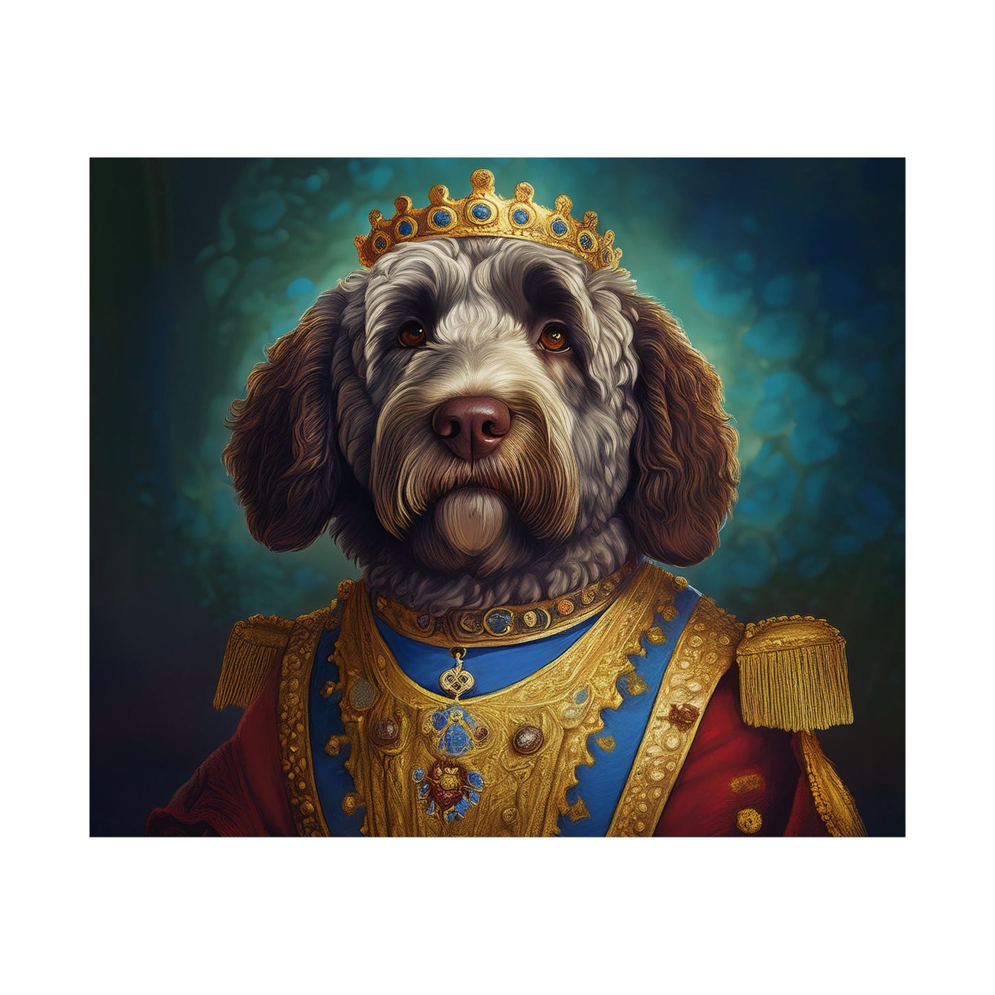 Portuguese Water Dog Renaissance Portrait Art Print, Wall Decor Gift, Animal Lover Home Decor, Dog Wall Art
