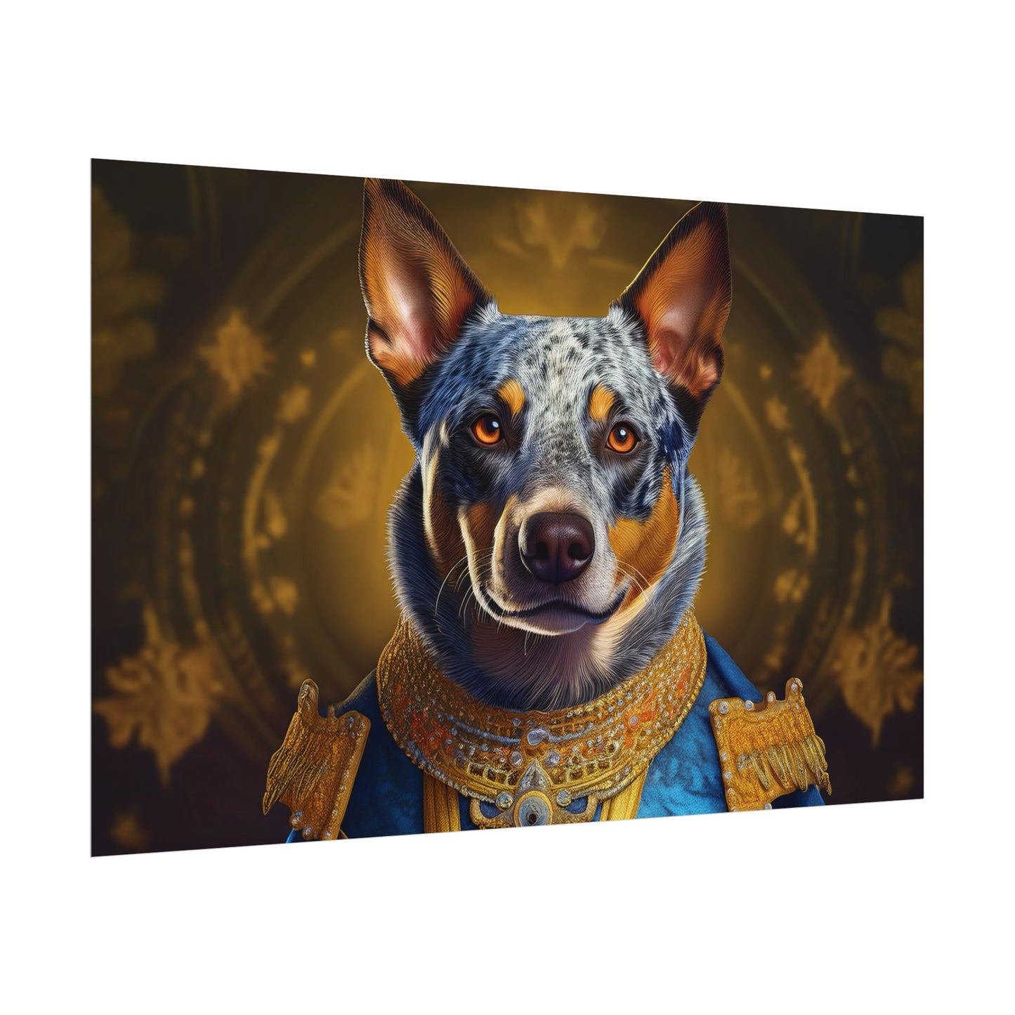 Australian Cattle Dog Renaissance Dog Portrait Wall Art | Art Print | Wall Decor Gift, Animal Lover Home Decor, Dog Wall Art