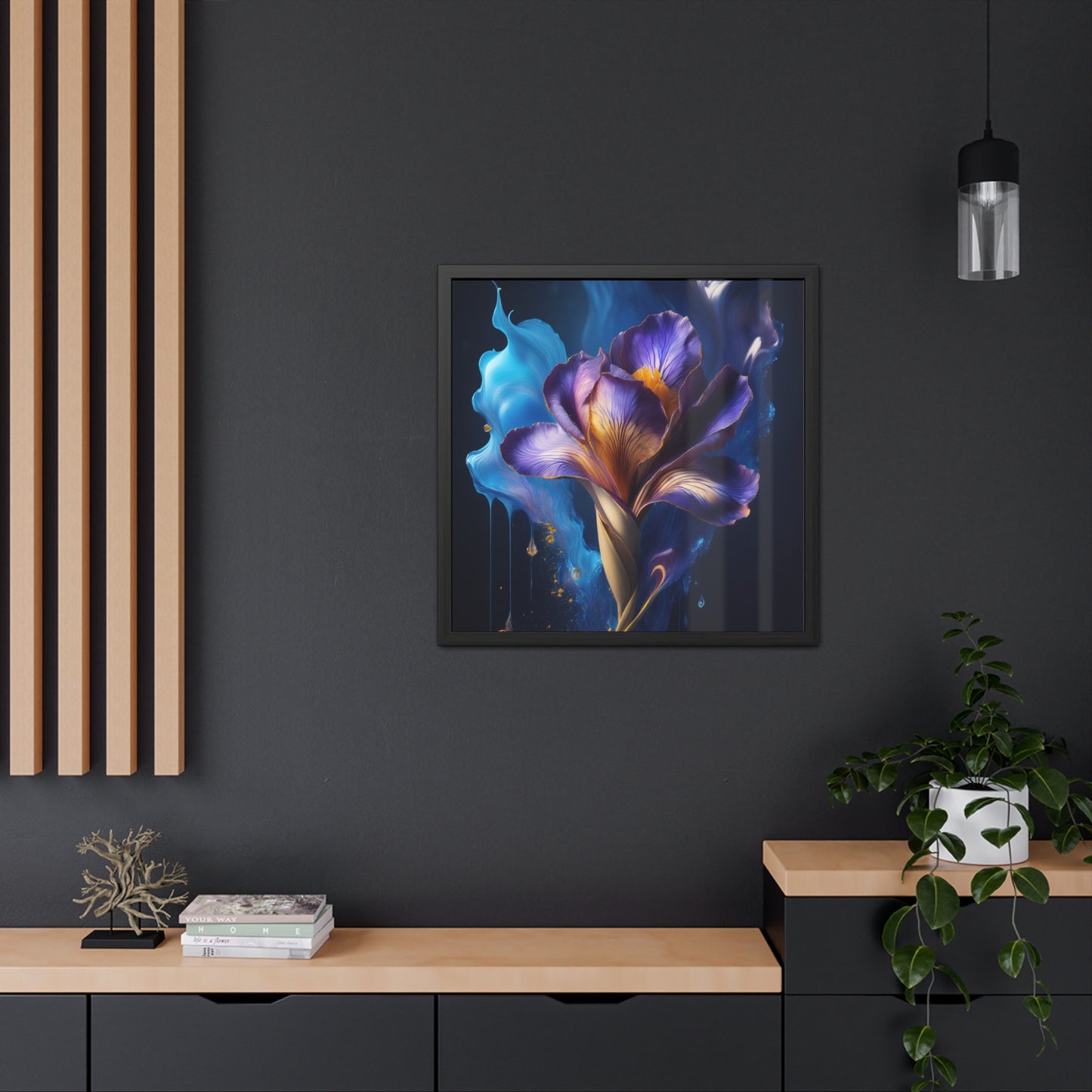 Abstract Floral Iris Square Framed Print | Style 1 | Wall Print | Wall Art