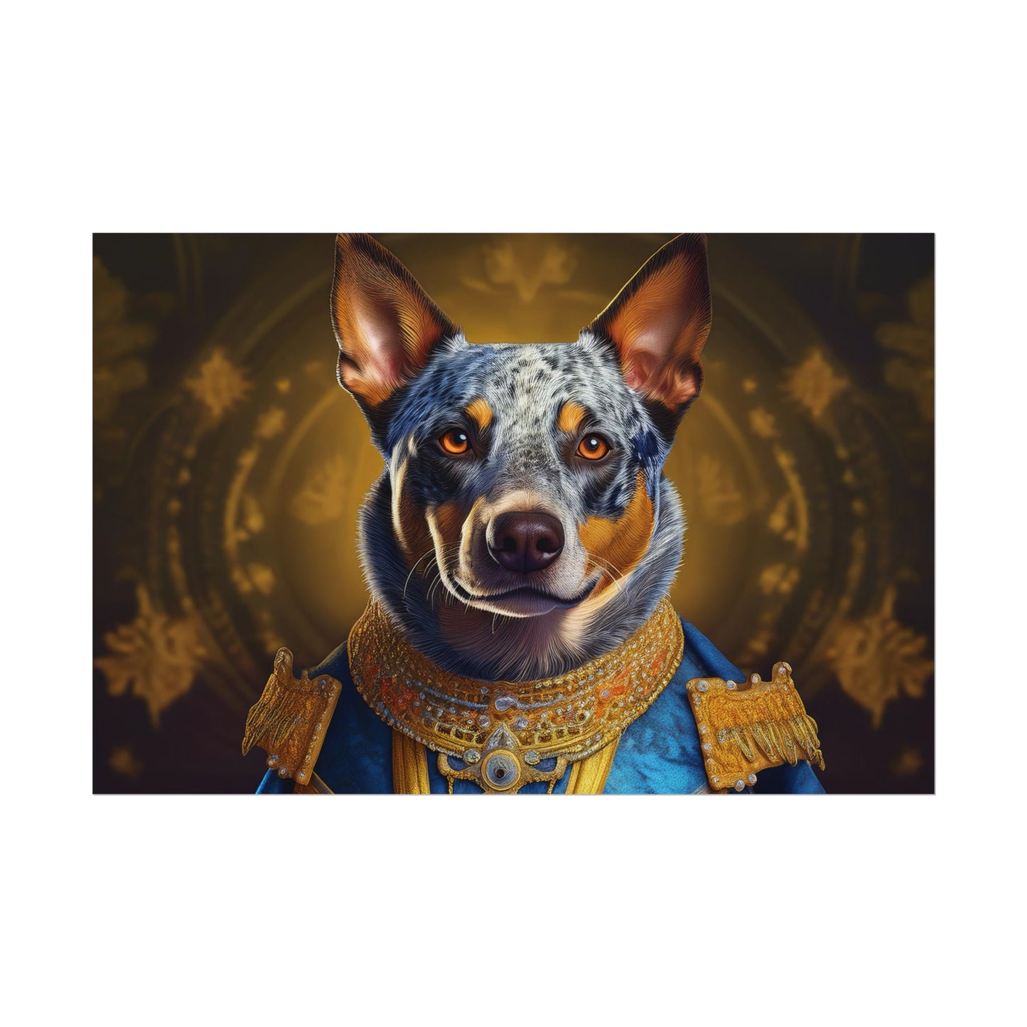 Australian Cattle Dog Renaissance Dog Portrait Wall Art | Art Print | Wall Decor Gift, Animal Lover Home Decor, Dog Wall Art