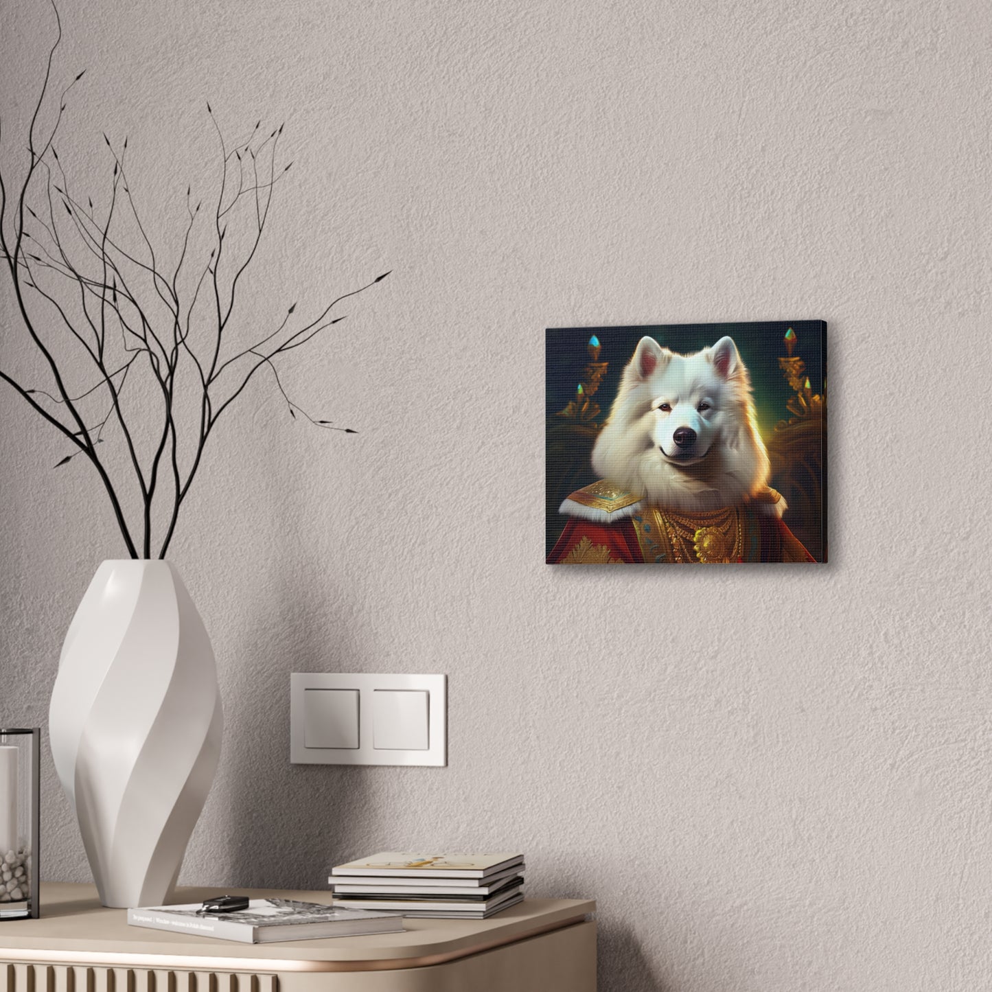Regal Samoyed Canvas Art, Pet Wall Decor, Dog Portrait, Unique Home Decor, Animal Lover Gift, Noble Canine Wall Art