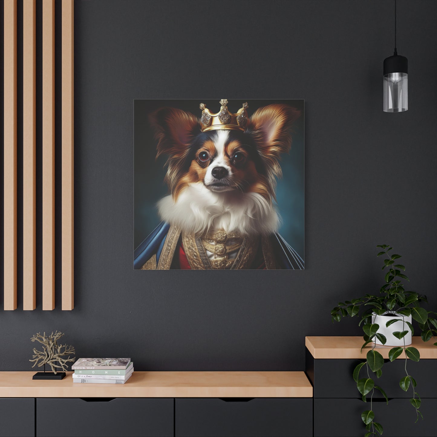 Papillon Pet Portrait Renaissance on Canvas, wall art, wall print, dog portrait, dog art