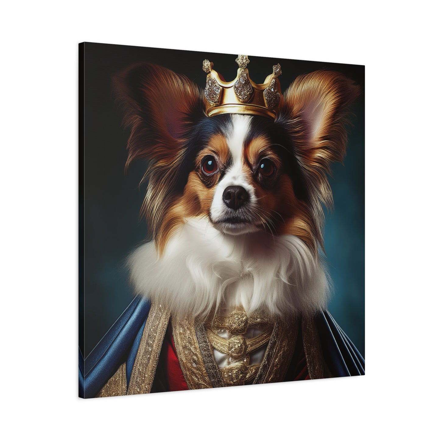 Papillon Pet Portrait Renaissance on Canvas, wall art, wall print, dog portrait, dog art