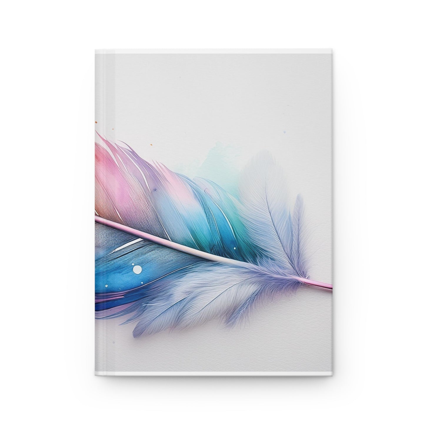Watercolor Hardcover Rainbow Feather Journal (Style 3), Writing Notebook, Diary, Sketchbook, Gift for Writers, Stationery, Dream Journal