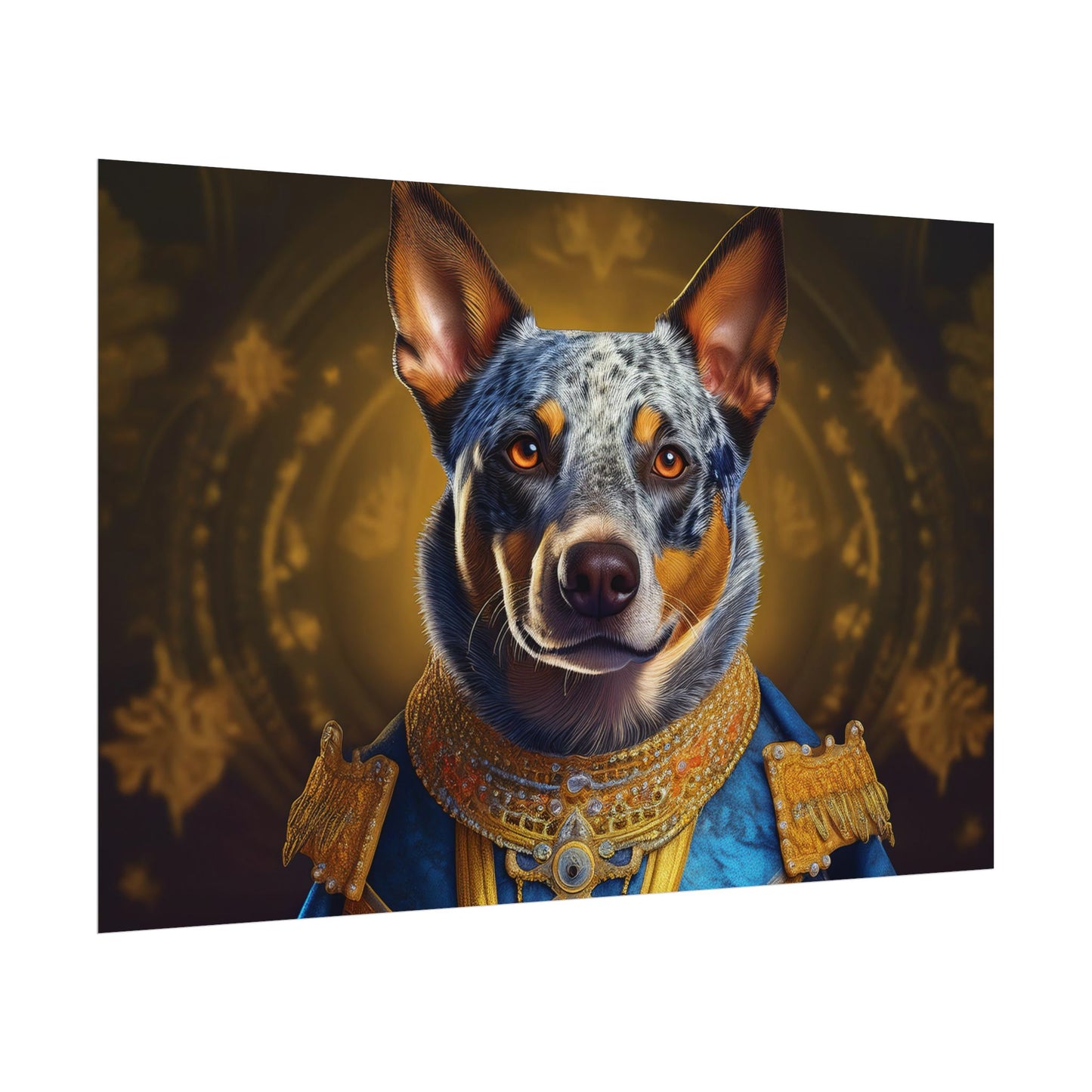 Australian Cattle Dog Renaissance Dog Portrait Wall Art | Art Print | Wall Decor Gift, Animal Lover Home Decor, Dog Wall Art