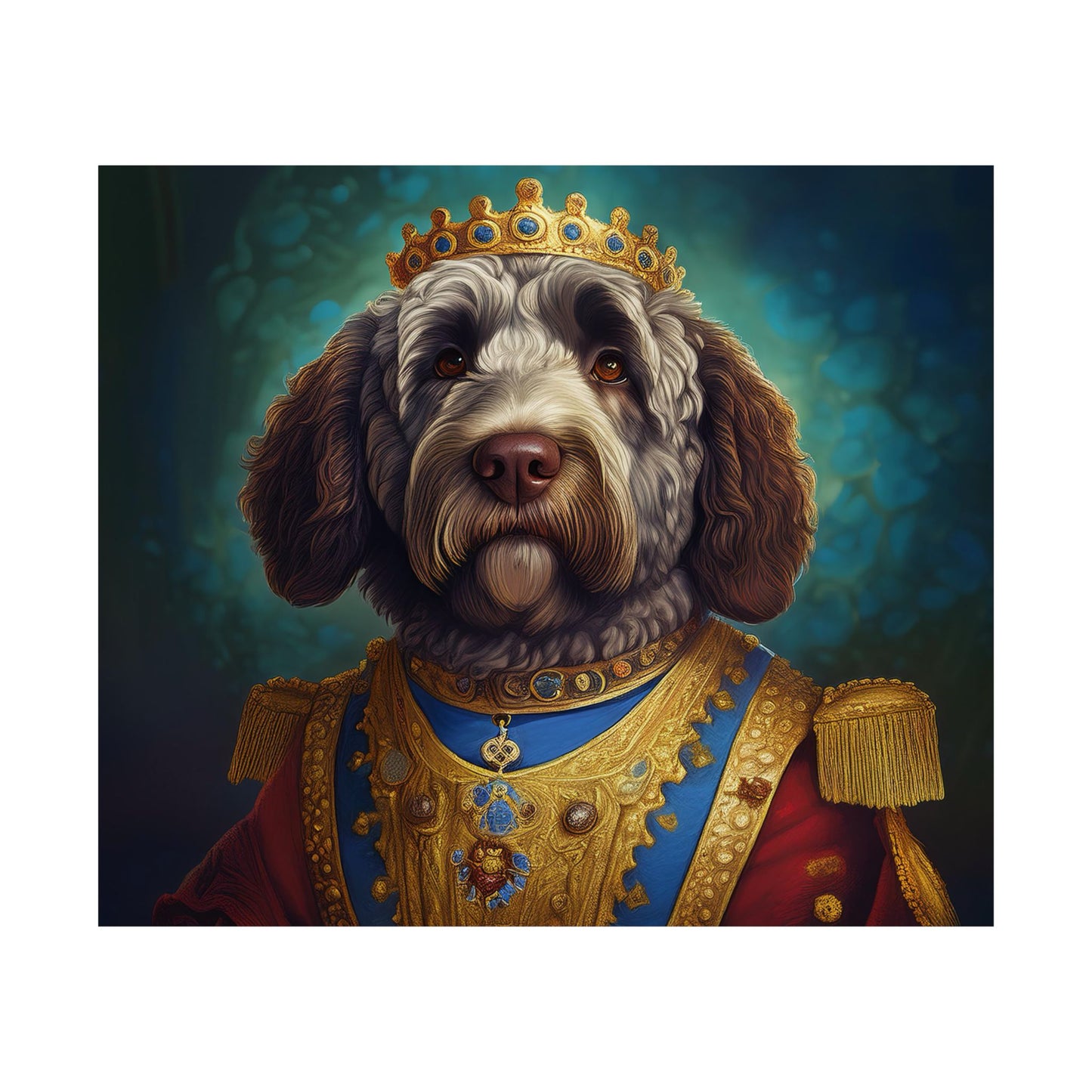 Portuguese Water Dog Renaissance Portrait Art Print, Wall Decor Gift, Animal Lover Home Decor, Dog Wall Art