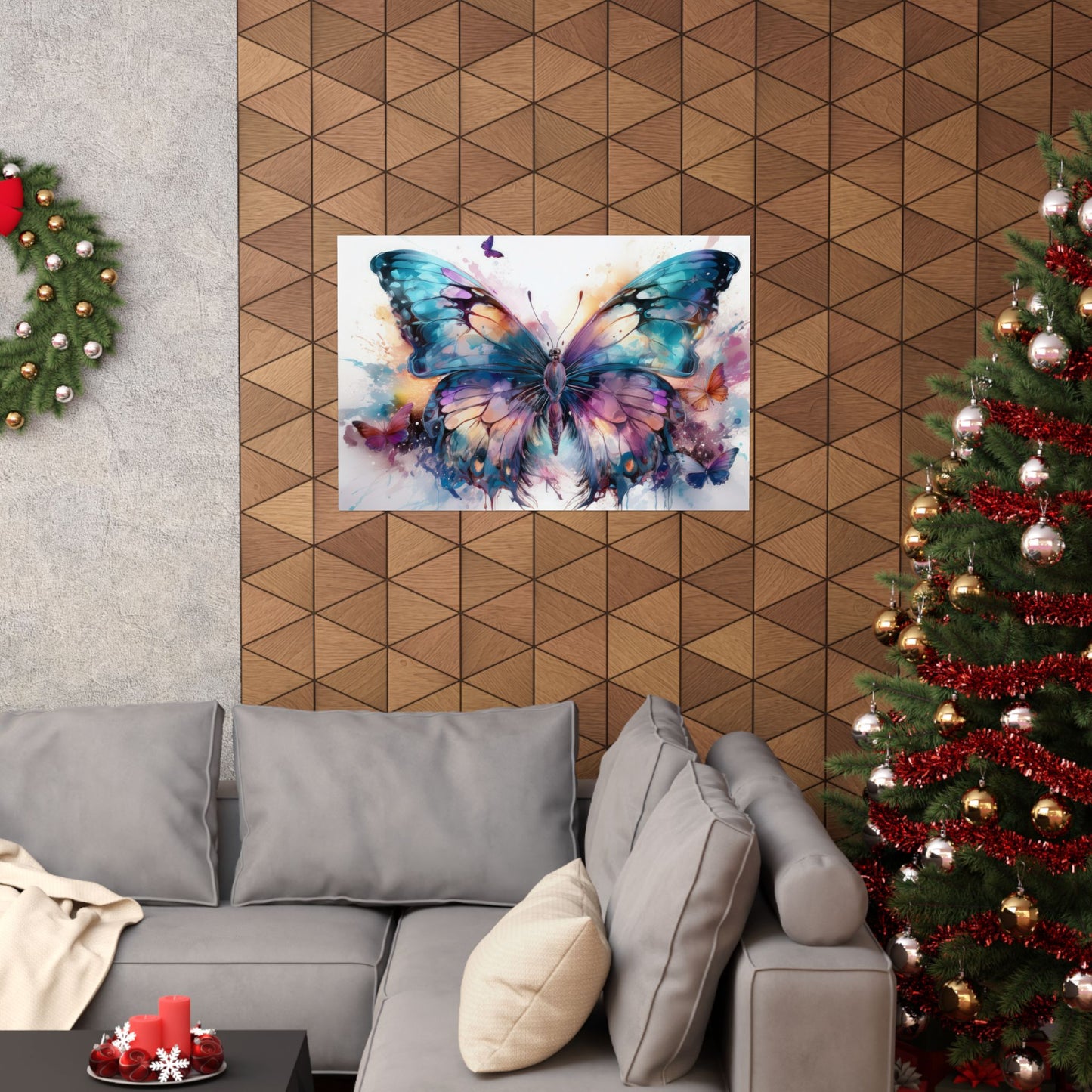Teal, Orange & Purple Butterfly Alcohol Ink Wall Art | Butterfly wall art | Wall Art | Wall Print