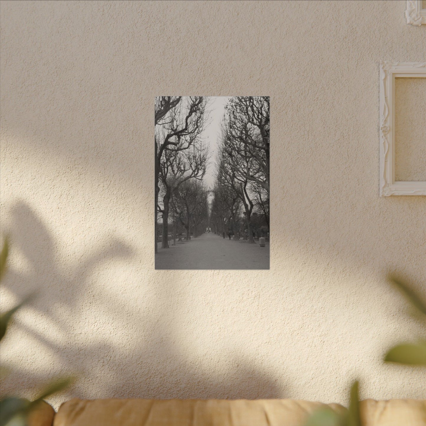 Paris Pathway Canvas Art Print - Black and White Tree Wall Print | Wall Art | Wall Print
