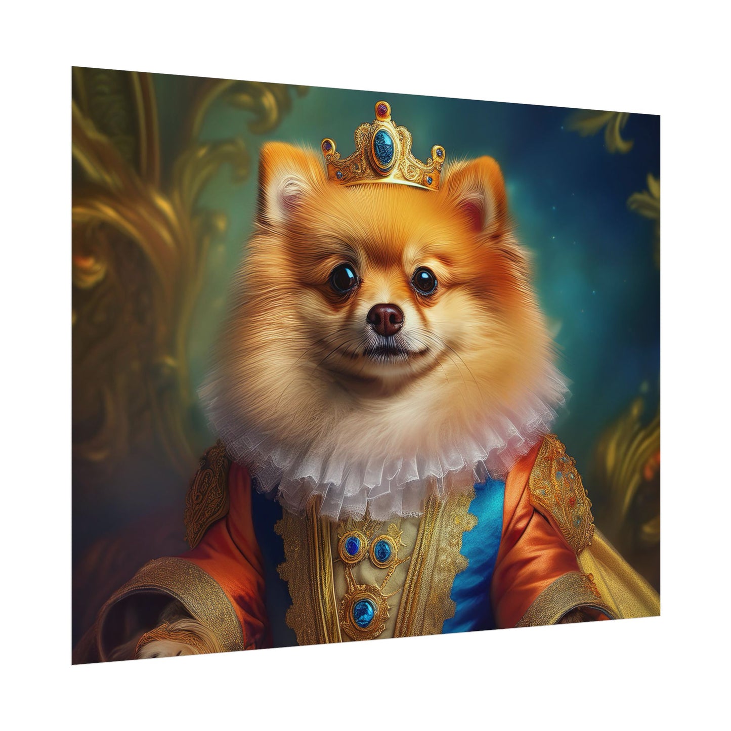 Pomeranian Renaissance Dog Portrait Art Print, Wall Decor Gift, Animal Lover Home Decor, Dog Wall Art