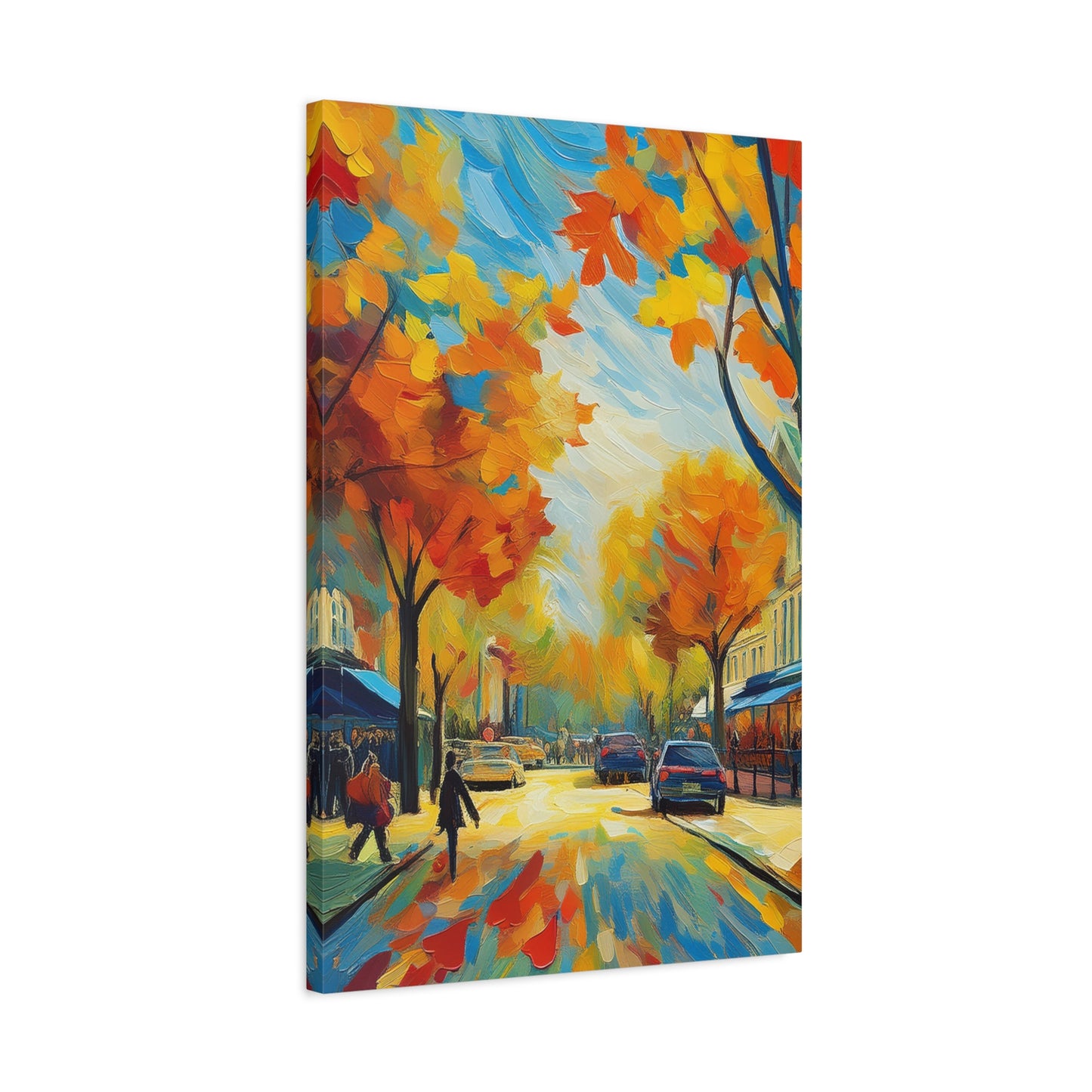 Fall Leaves In the City Painting Canvas Wall Art | Wall Art | Wall Print