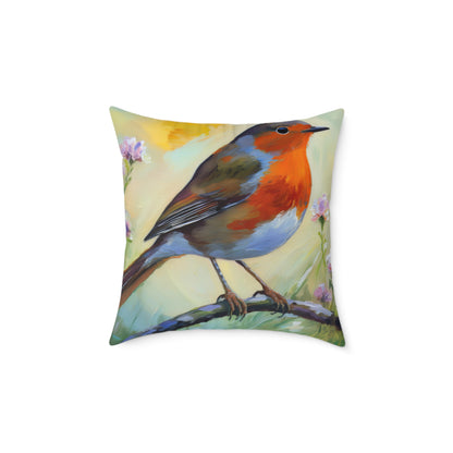 Vibrant American Robin Bird Throw Pillow, Nature Decor, Home Accent, Gift for Bird Lovers, Cozy Living Room Cushion