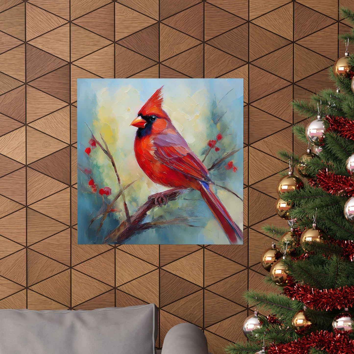 Cardinal Oil Painting Print | Wall Art | Wall Print | Bird Art
