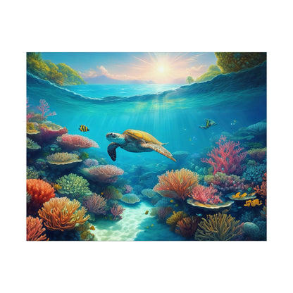 Turtle in the Great Barrier Reef  Australia Coastal Print | Style 1 | Wall Art | Wall Print