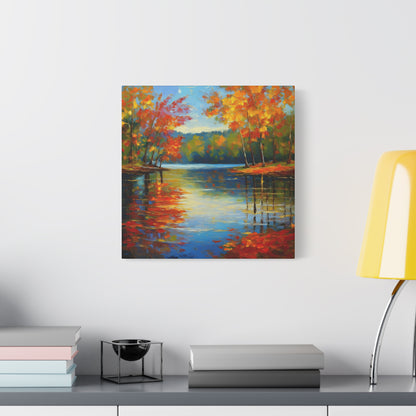 Fall Changing Leaves on a Lake Canvas Print | Style 2 | Wall Art | Wall Print | Fall Decor