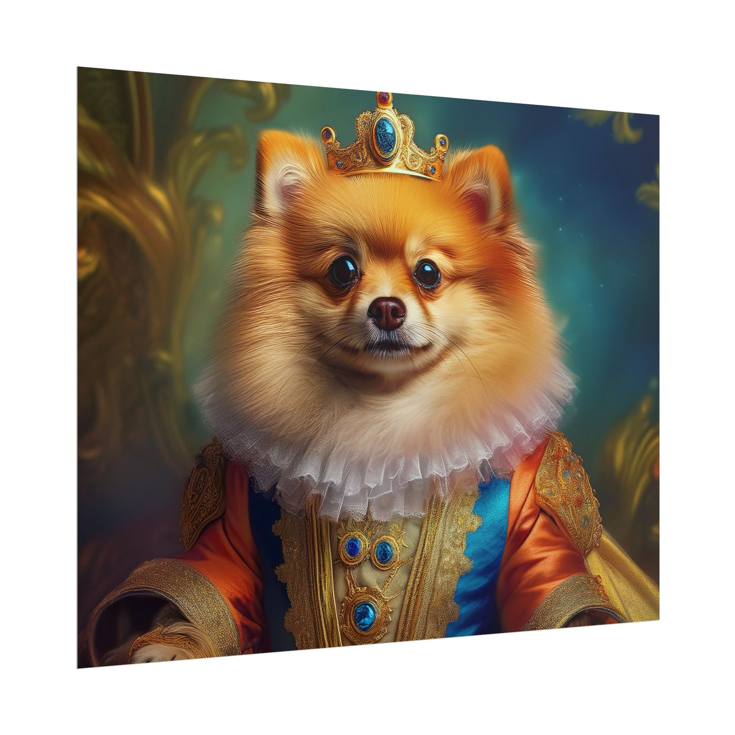 Pomeranian Renaissance Dog Portrait Art Print, Wall Decor Gift, Animal Lover Home Decor, Dog Wall Art