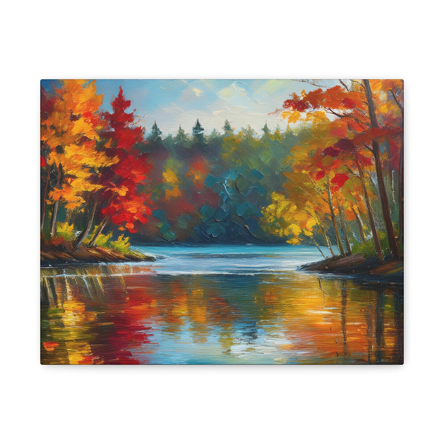 Fall Leaves on the Lake on Canvas | wall art |  wall print