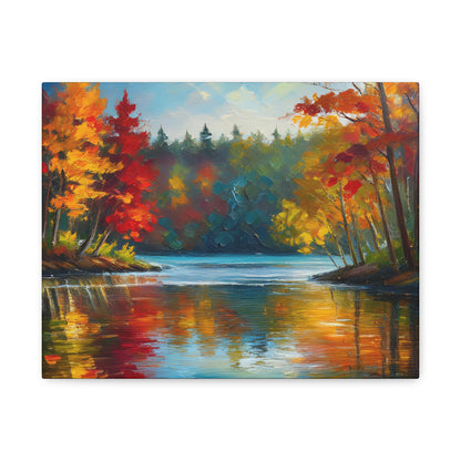 Fall Leaves on the Lake on Canvas | wall art |  wall print