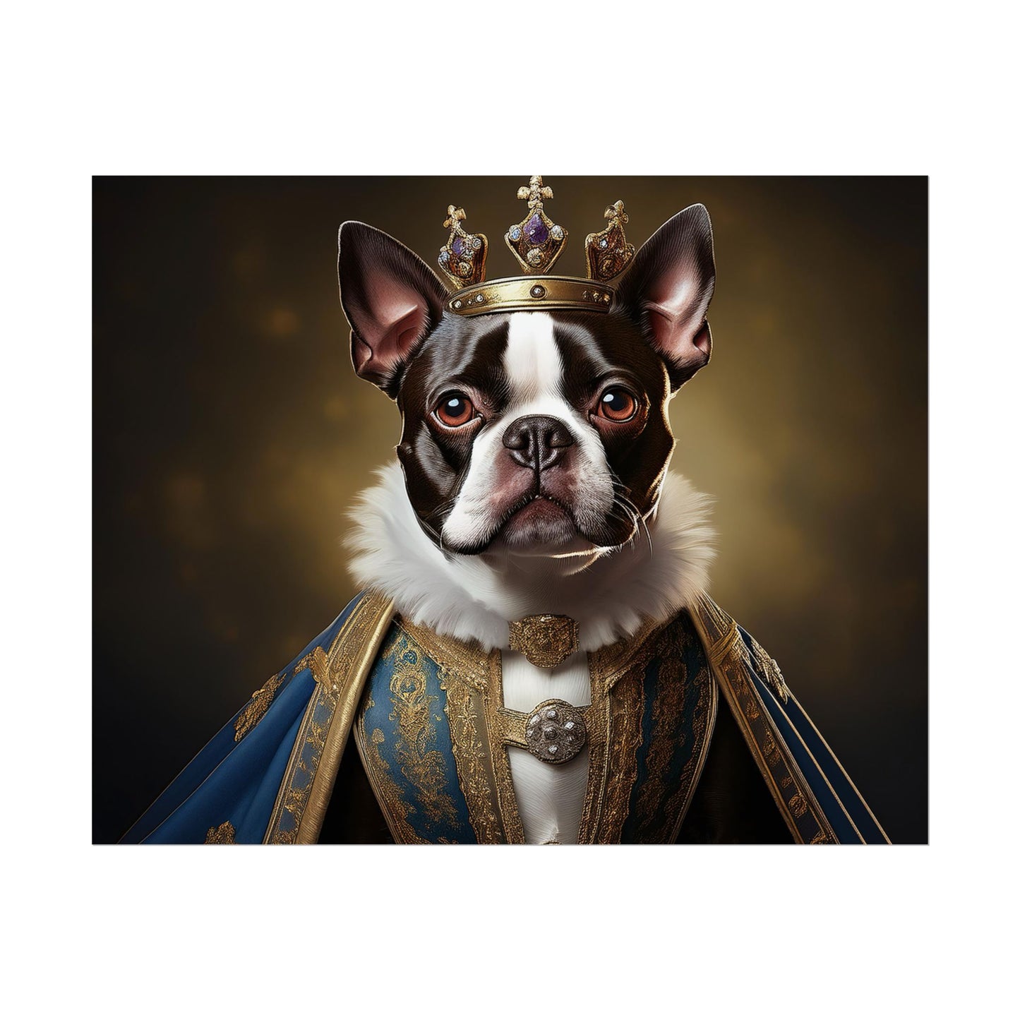 Boston Terrier Renaissance Dog Portrait Art Print, Wall Decor Gift, Animal Lover Home Decor, Dog Wall Art