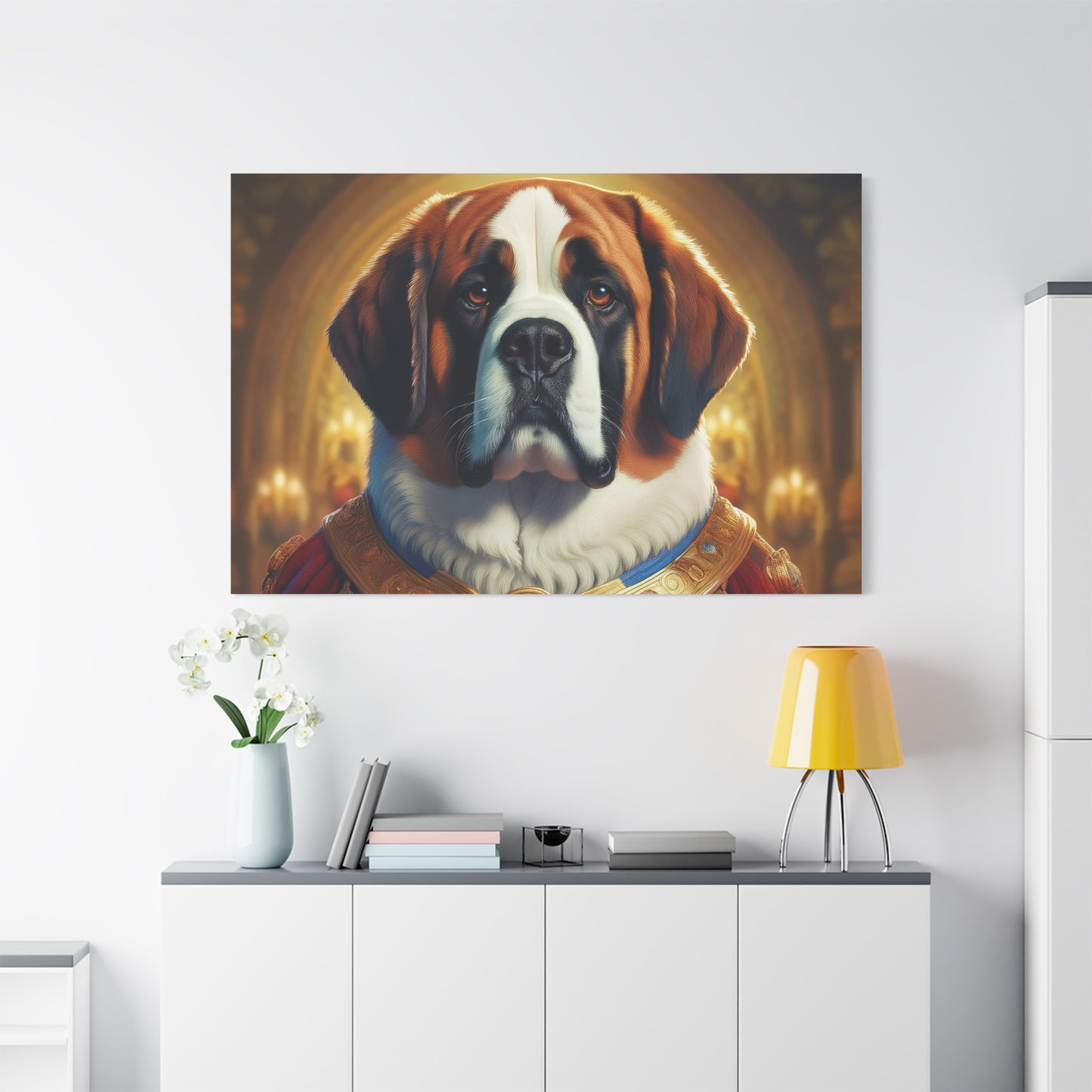 Regal Saint Bernard Renaissance Dog Portrait Canvas Art, Dog Lover Wall Décor, Pet Portrait, Home Decoration, Gift for Pet Owners, Animal Art