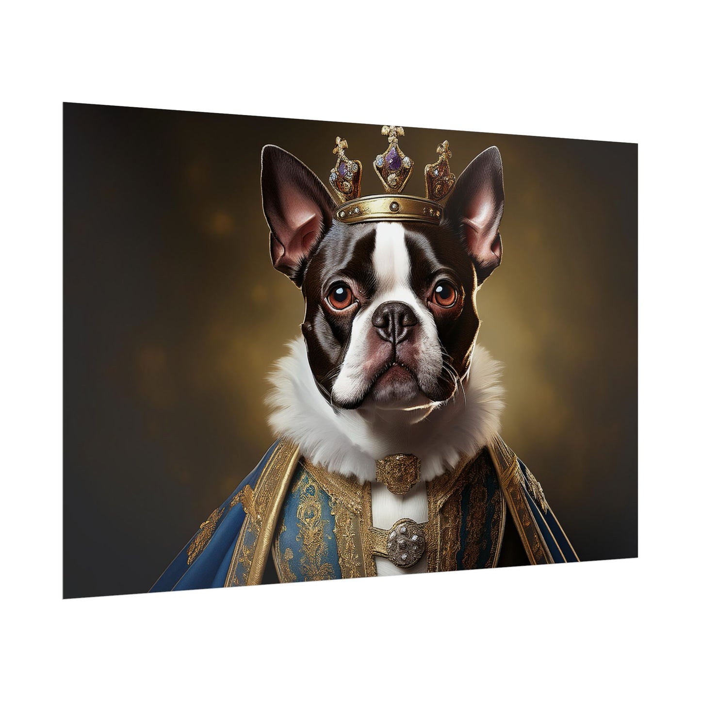 Boston Terrier Renaissance Dog Portrait Art Print, Wall Decor Gift, Animal Lover Home Decor, Dog Wall Art