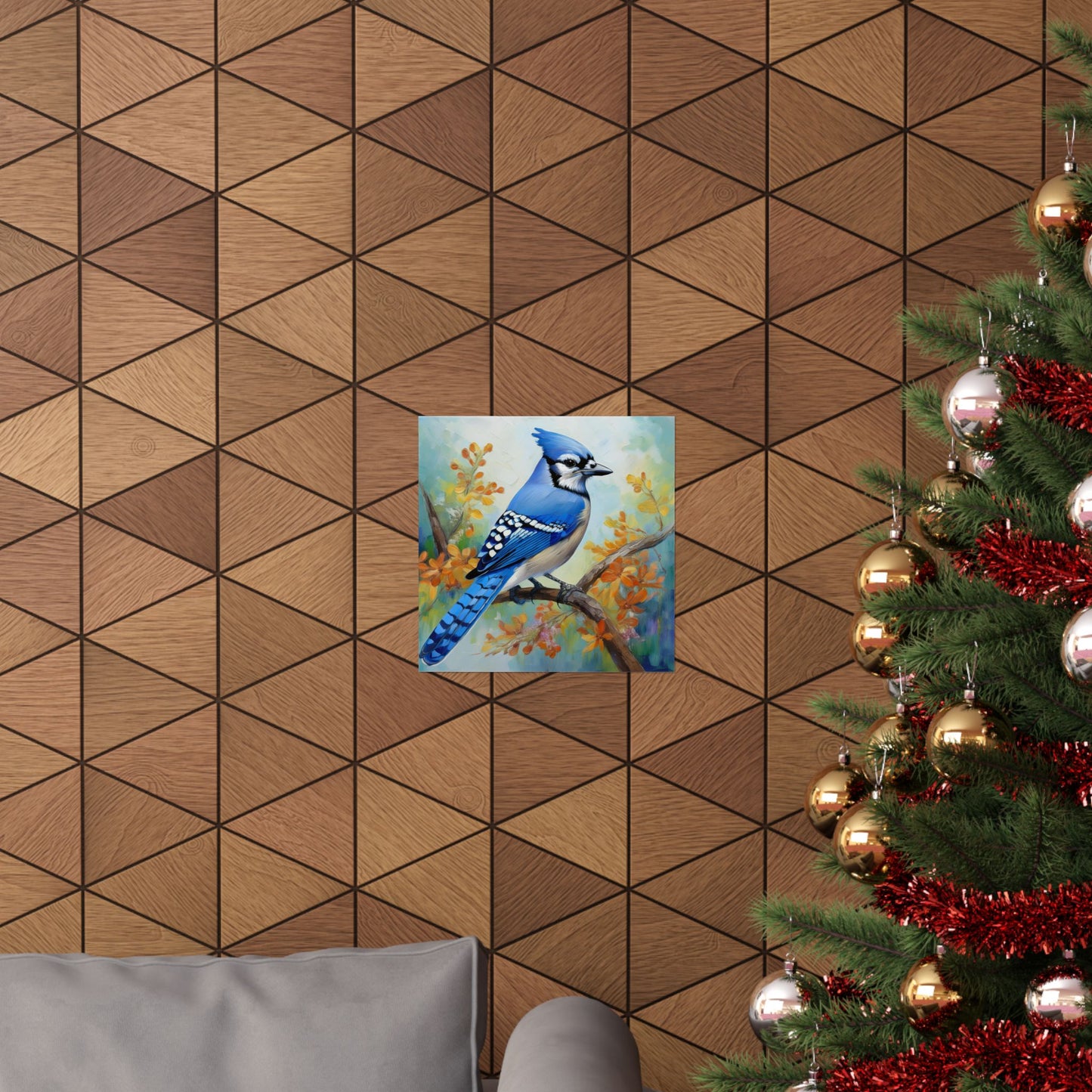 Blue Jay Bird Oil Painting Matte Print for Bird Lovers Home Decor, Giclée Print, Indoor Wall Art, Wall Print,