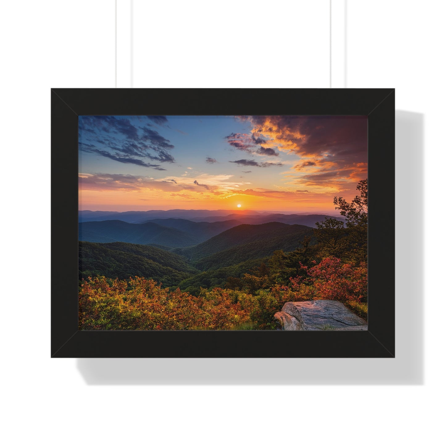 Sunset over Blue Ridge Mountains Fall Landscape Framed Print