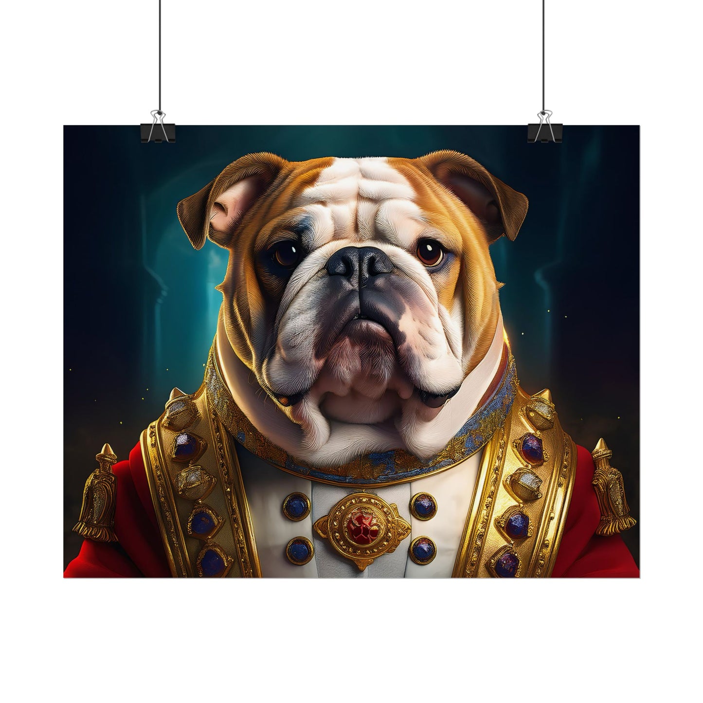 English Bulldog Renaissance  Dog Pet Portrait Print | Wall Art | Wall Print