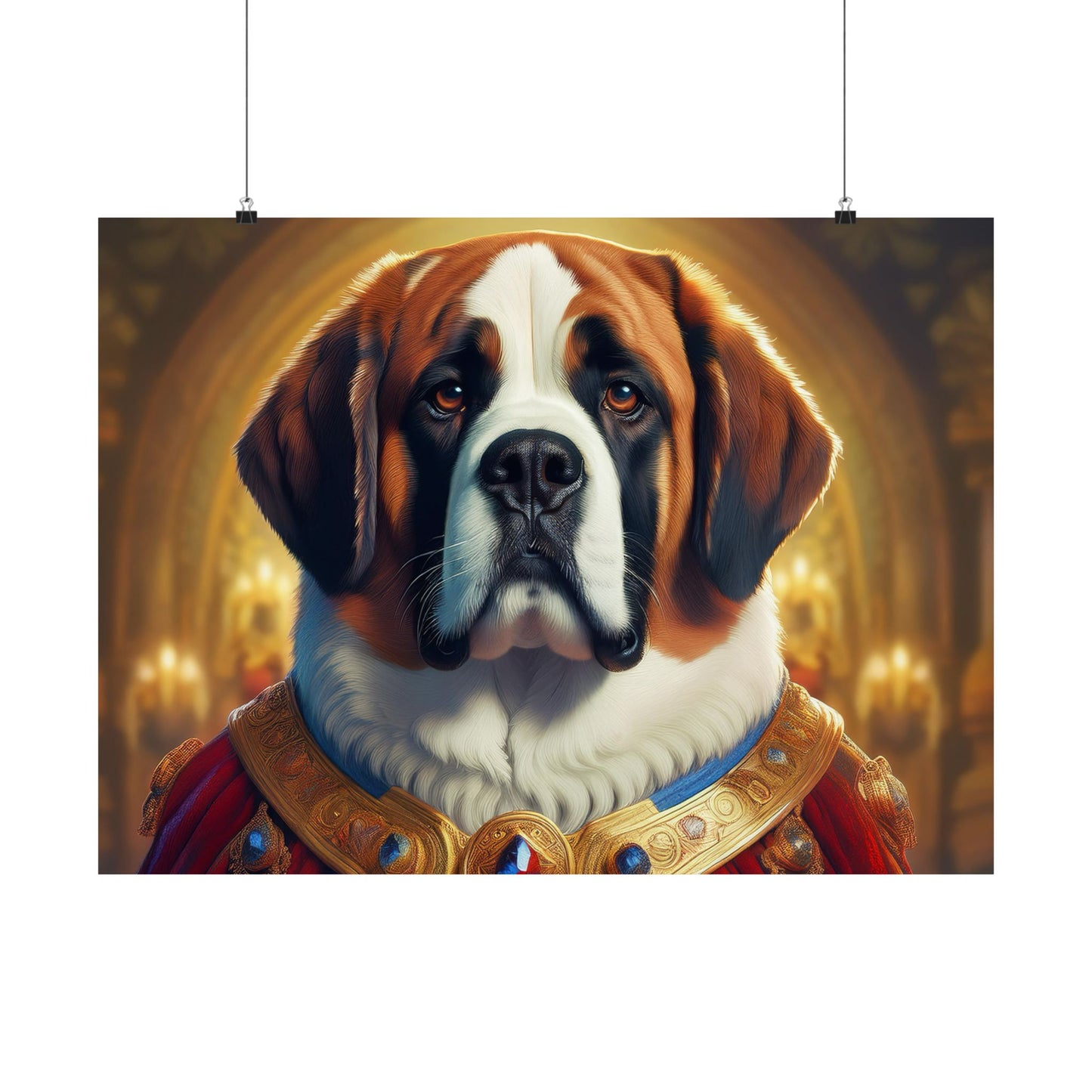 St Bernard Renaissance Pet Portrait Print | Unique Dog Art | Wall Art | Wall Print