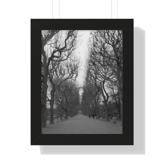 Paris Pathway Black and White Wall Art | Framed Canvas Print | Wall Print