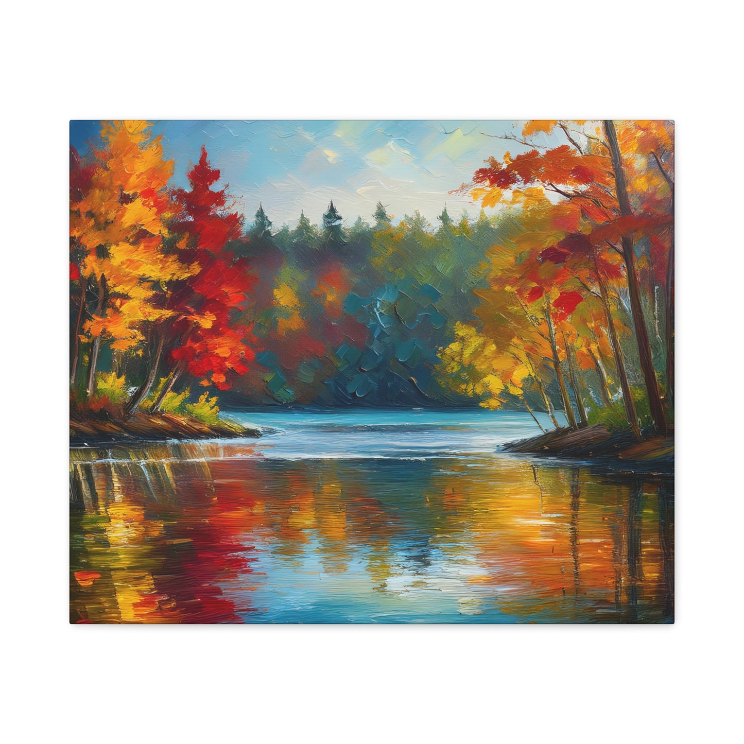 Fall Leaves on the Lake on Canvas | wall art |  wall print