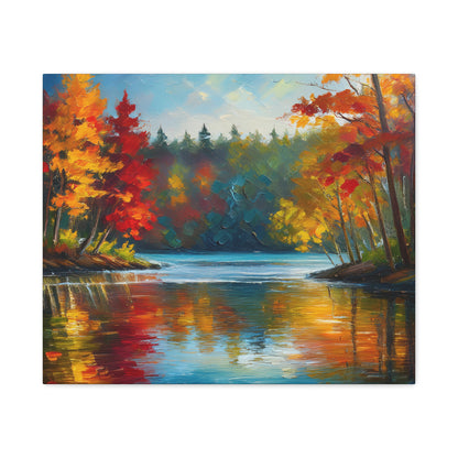 Fall Leaves on the Lake on Canvas | wall art |  wall print