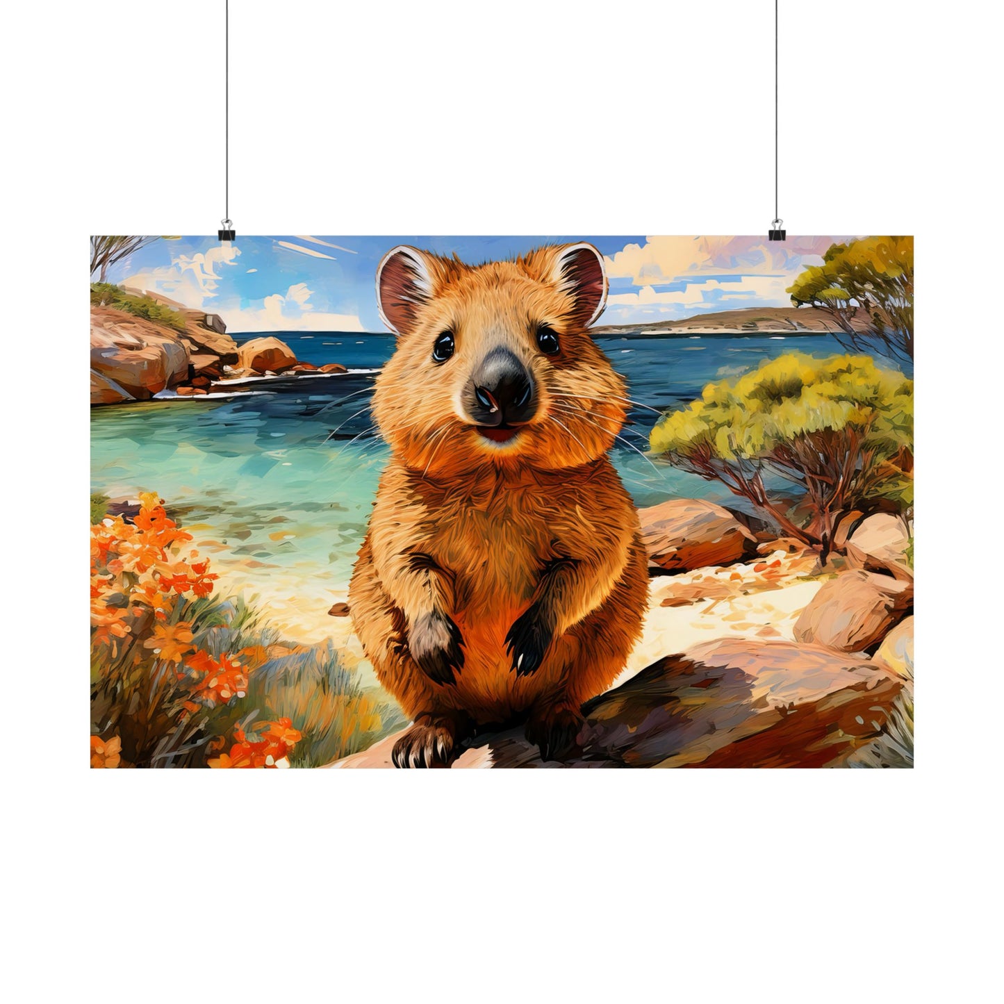 Quokkas at Rottnest Island Western Australia Print |  Unique Painting Print | Style 1 | Wall Art | Wall Print
