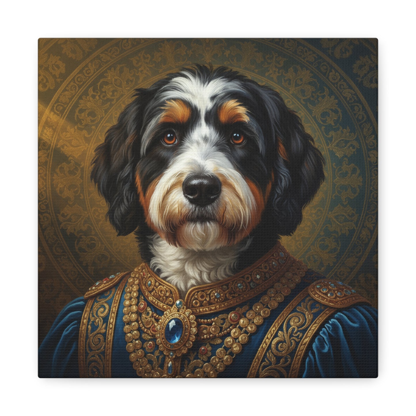 Bernedoodle Renaissance Dog Portrait Canvas Art, Pet Portrait Wall Decor, Animal Lover Gift, Home Decoration, Unique Dog Artwork
