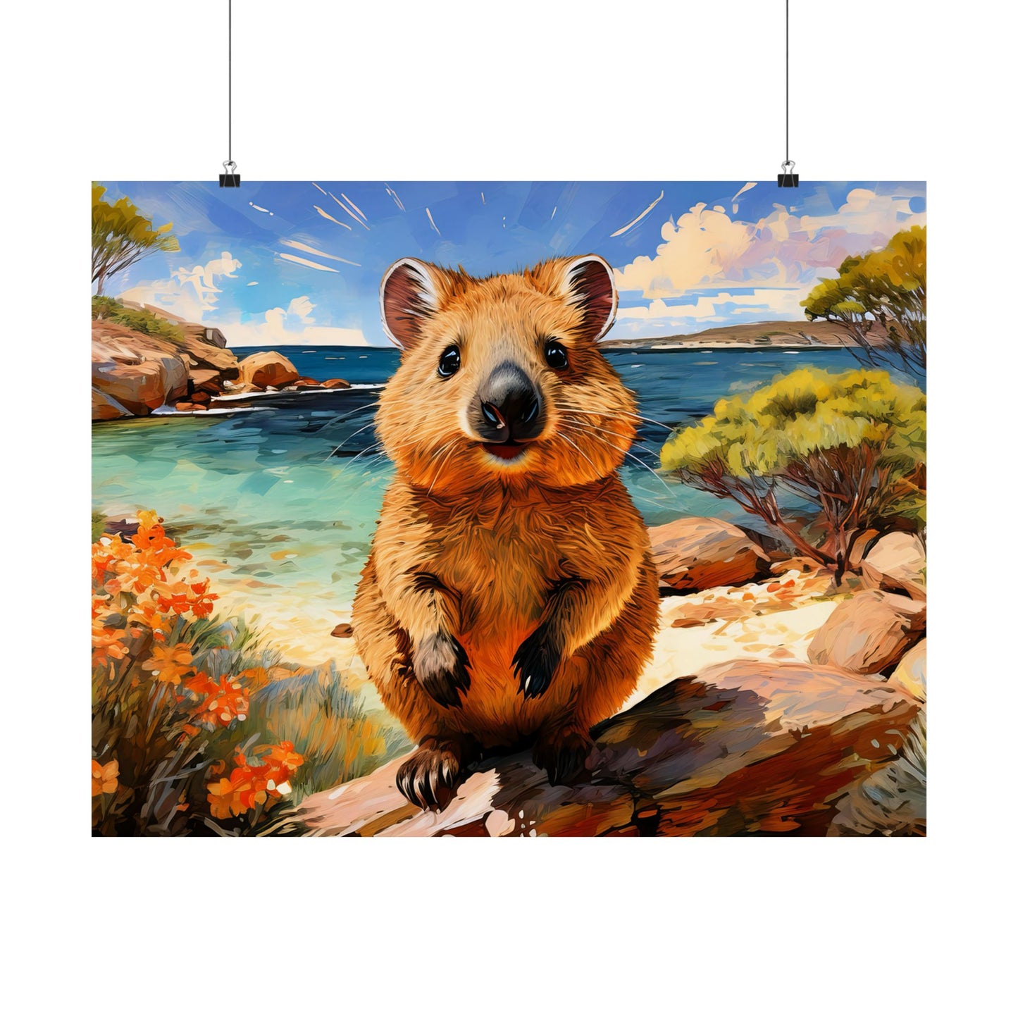 Quokkas at Rottnest Island Western Australia Print |  Unique Painting Print | Style 1 | Wall Art | Wall Print