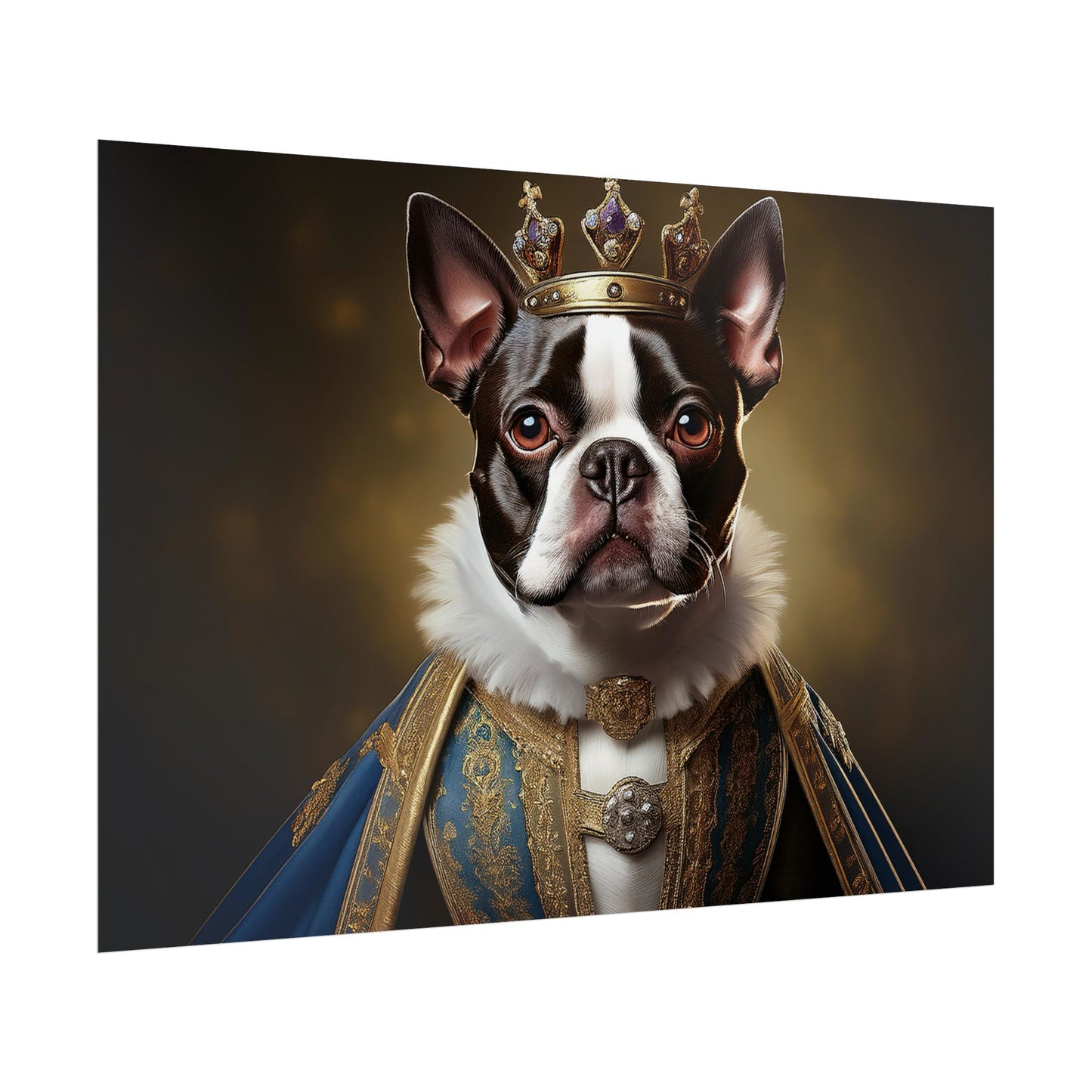 Boston Terrier Renaissance Dog Portrait Art Print, Wall Decor Gift, Animal Lover Home Decor, Dog Wall Art