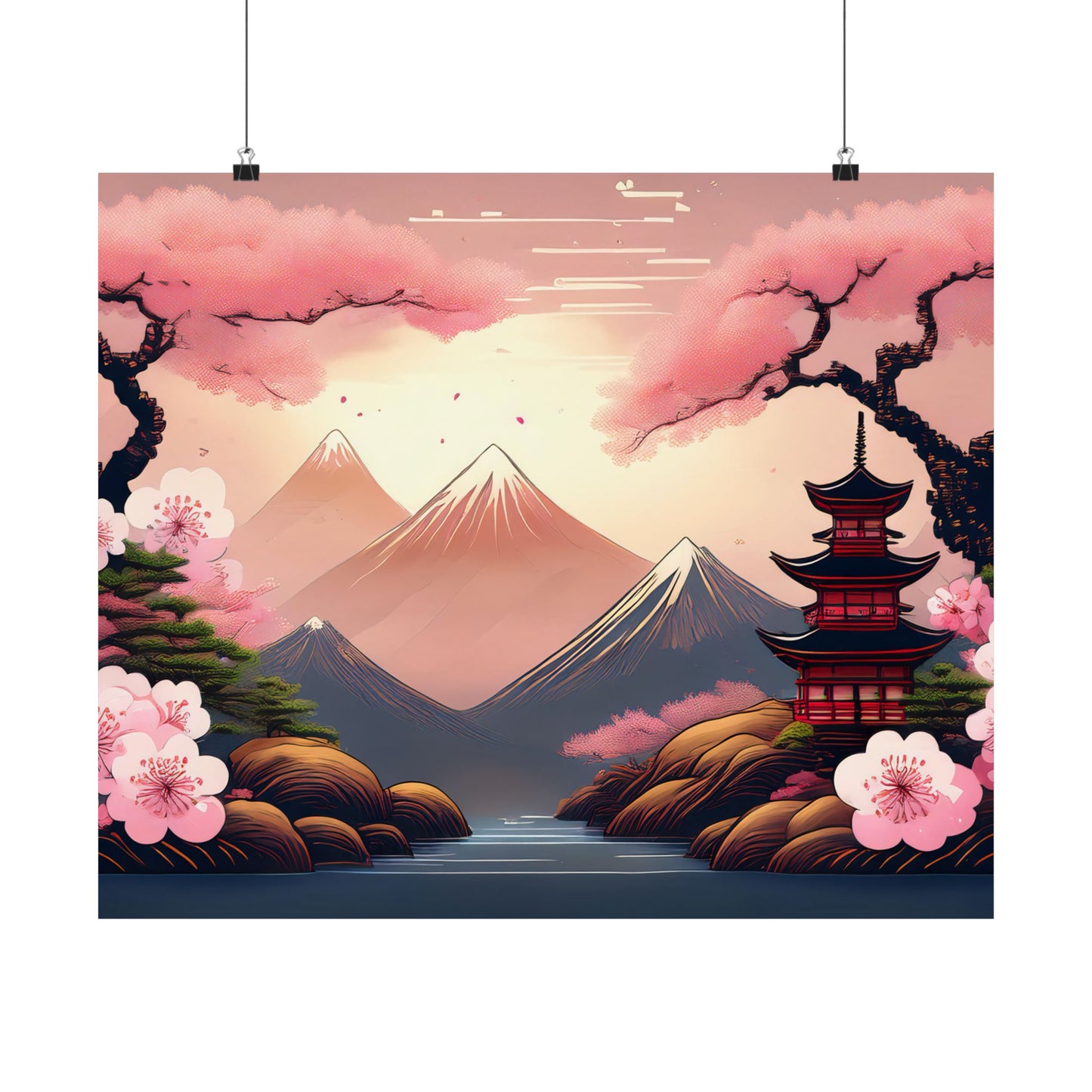 Japanese Cherry Blossom Wall Art Print | Wall Art | Wall Print | Japanese Wall Art