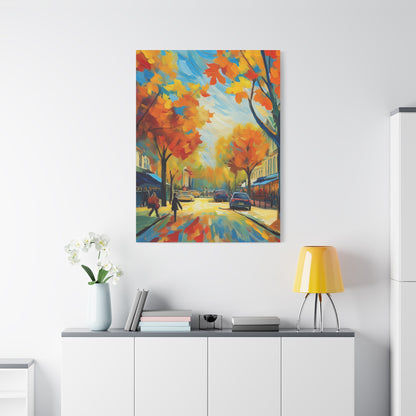 Fall Leaves In the City Painting Canvas Wall Art | Wall Art | Wall Print