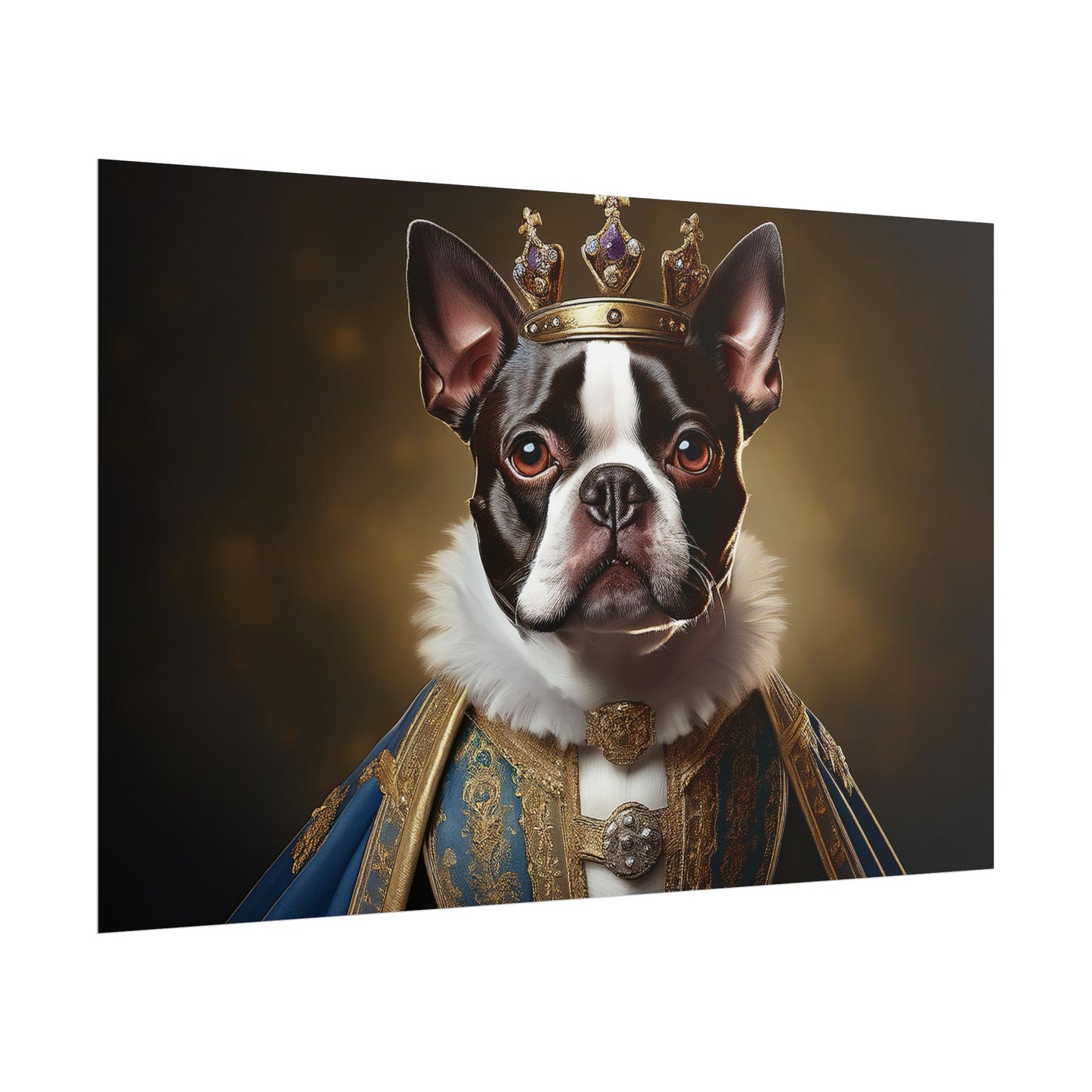 Boston Terrier Renaissance Dog Portrait Art Print, Wall Decor Gift, Animal Lover Home Decor, Dog Wall Art